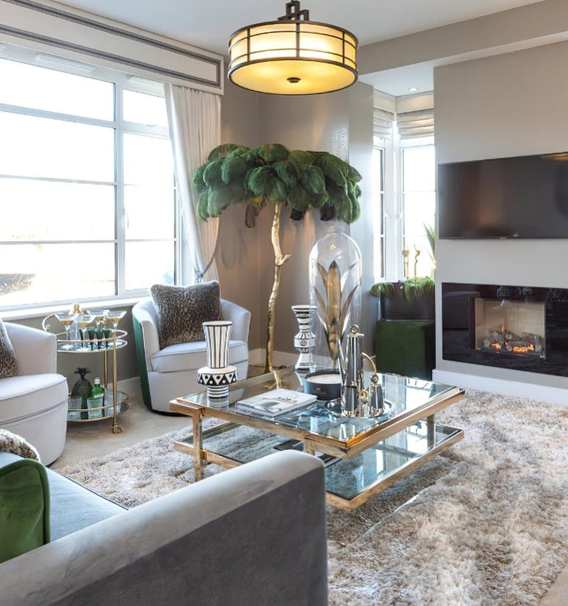 Ostrich Feather Brass Floor Lamp - Yiarolight