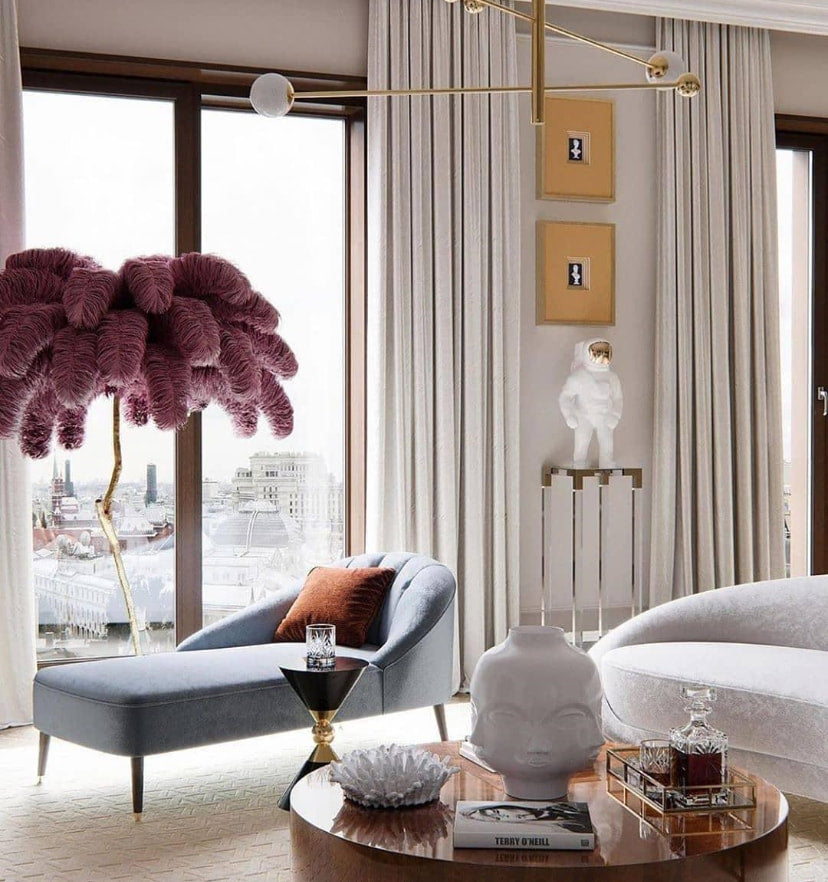 Ostrich Feather Brass Floor Lamp - Yiarolight