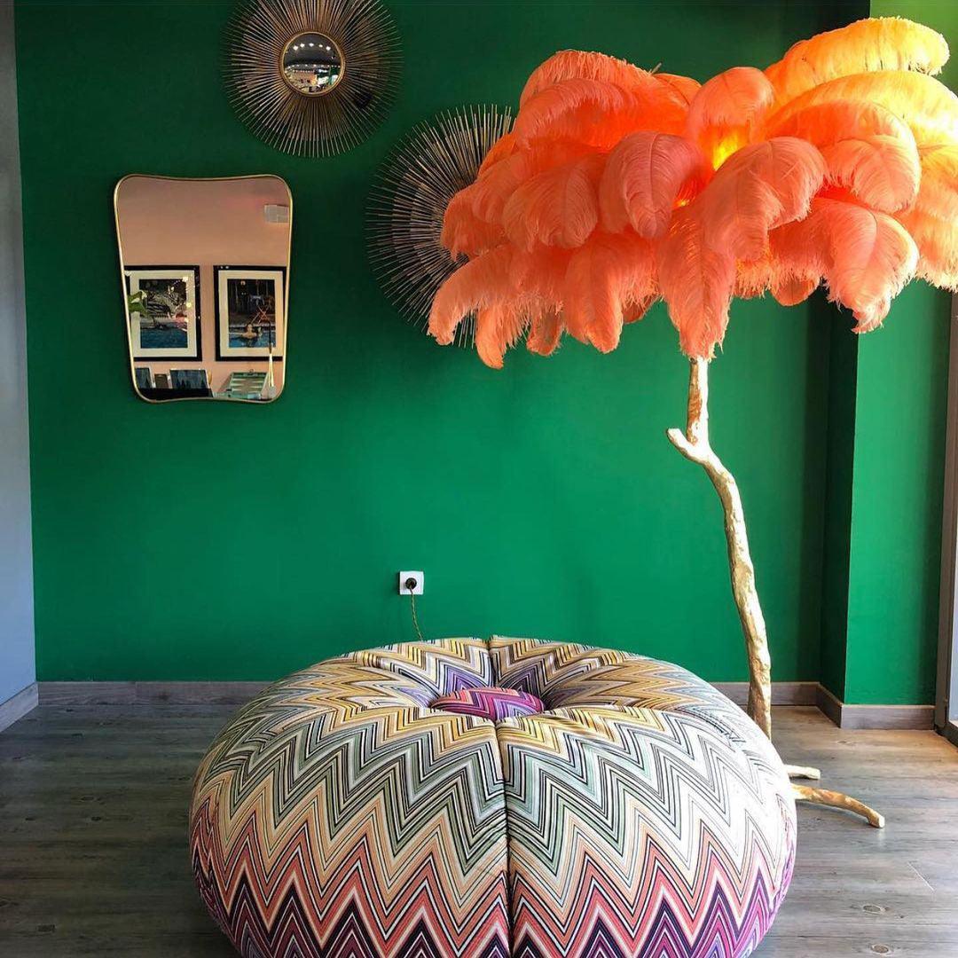 Ostrich Feather Brass Floor Lamp - Yiarolight