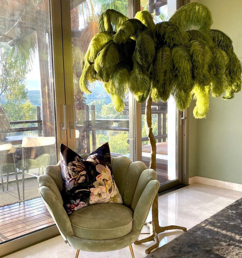 Ostrich Feather Brass Floor Lamp - Yiarolight