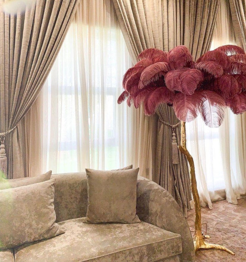 Ostrich Feather Brass Floor Lamp - Yiarolight