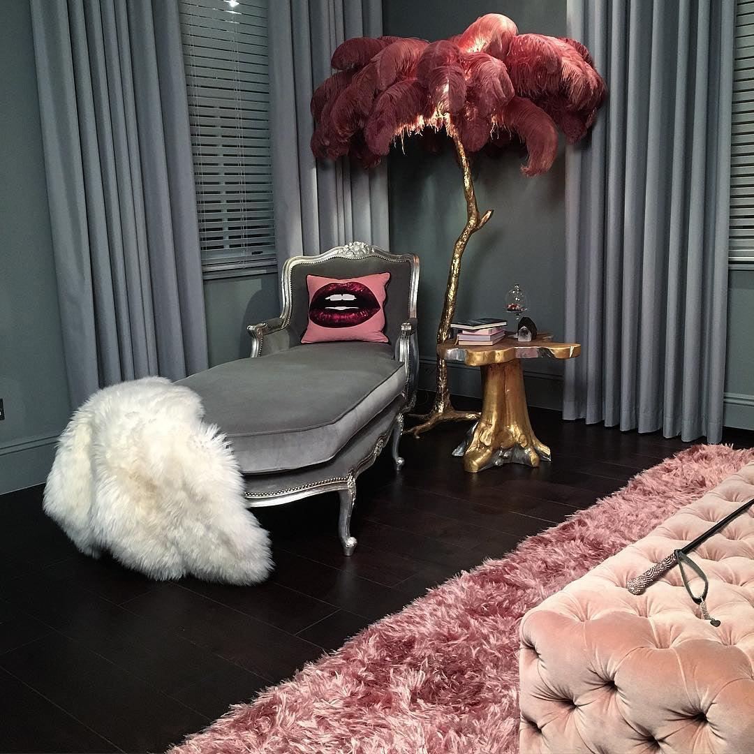 Ostrich Feather Brass Floor Lamp - Yiarolight
