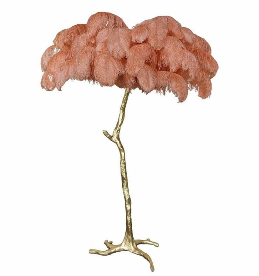 Ostrich Feather Brass Floor Lamp - Yiarolight
