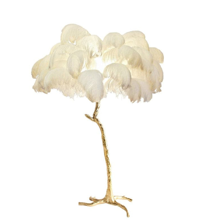 Ostrich Feather Brass Floor Lamp - Yiarolight