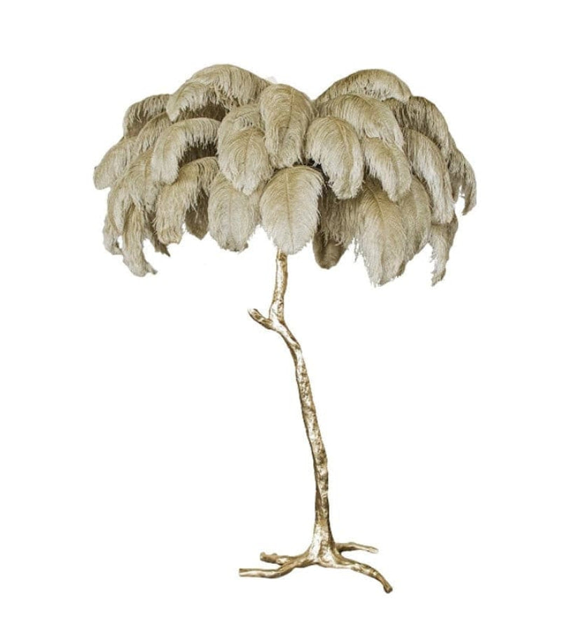 Ostrich Feather Brass Floor Lamp - Yiarolight