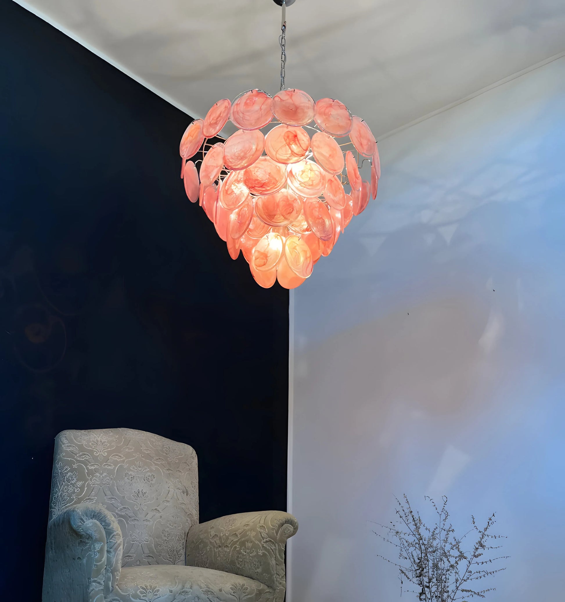 Pink Murano Disc Chandelier - Yiarolight