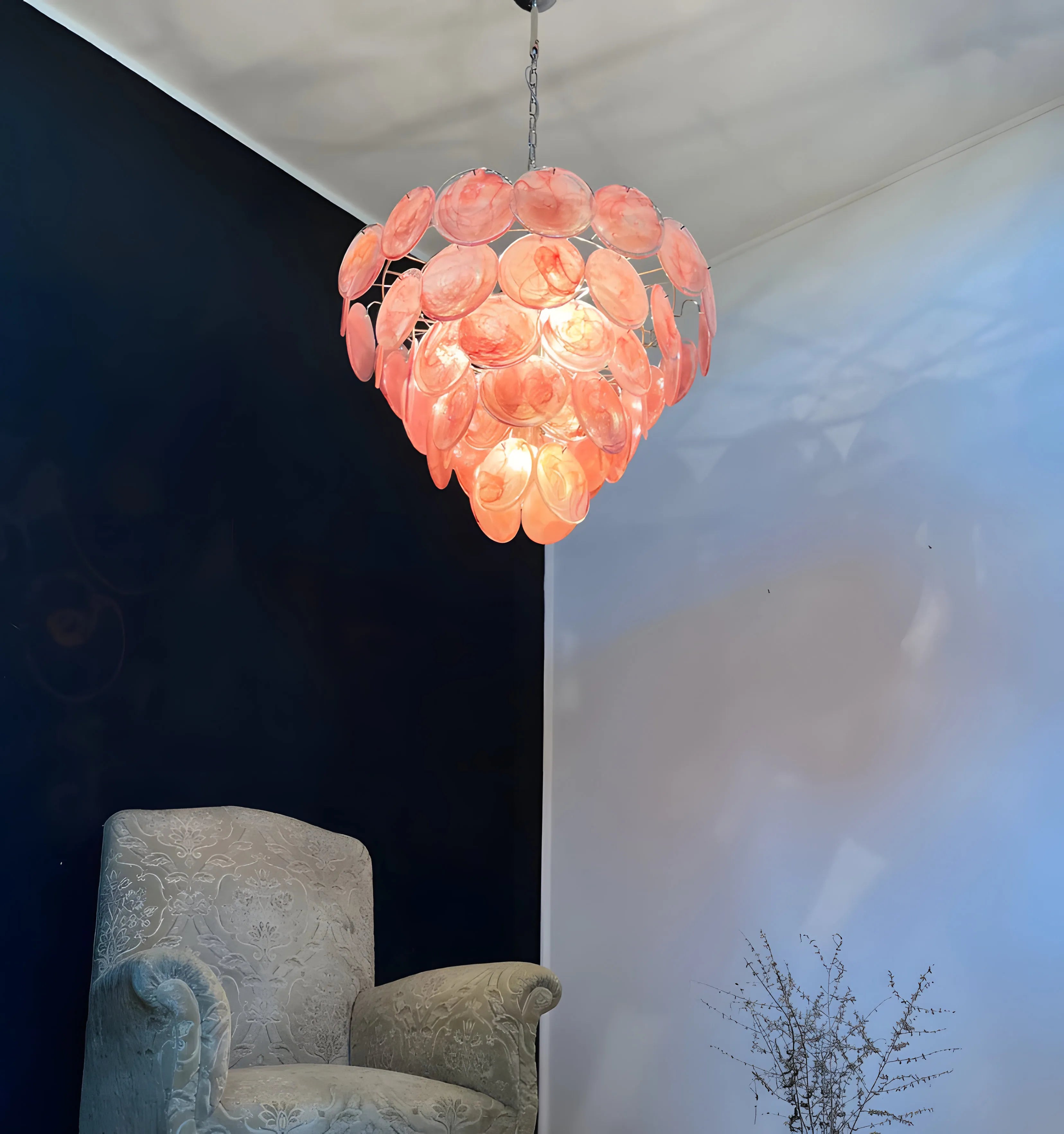 Pink Murano Disc Chandelier - Yiarolight