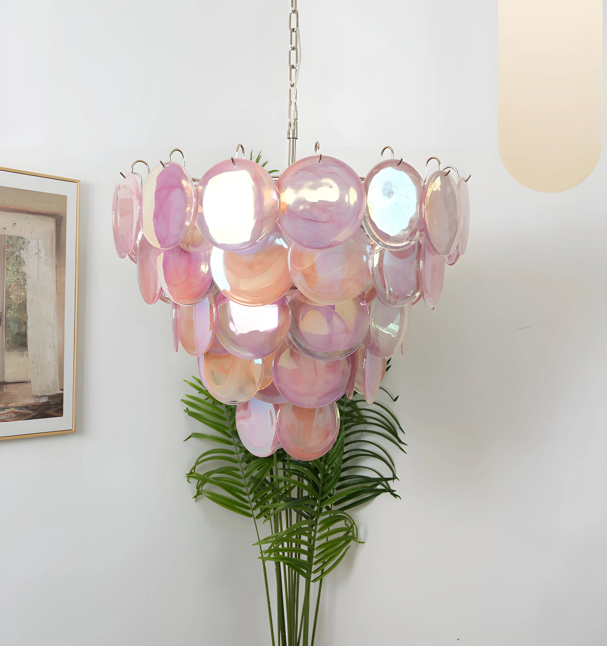 Pink Murano Disc Chandelier - Yiarolight