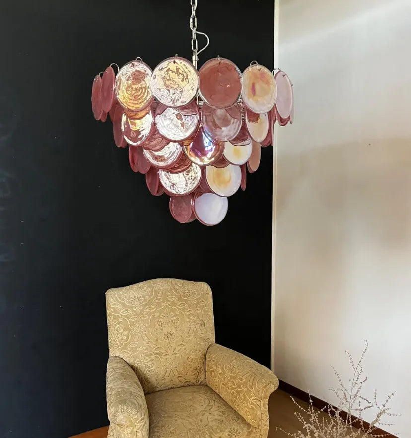 Pink Murano Disc Chandelier - Yiarolight