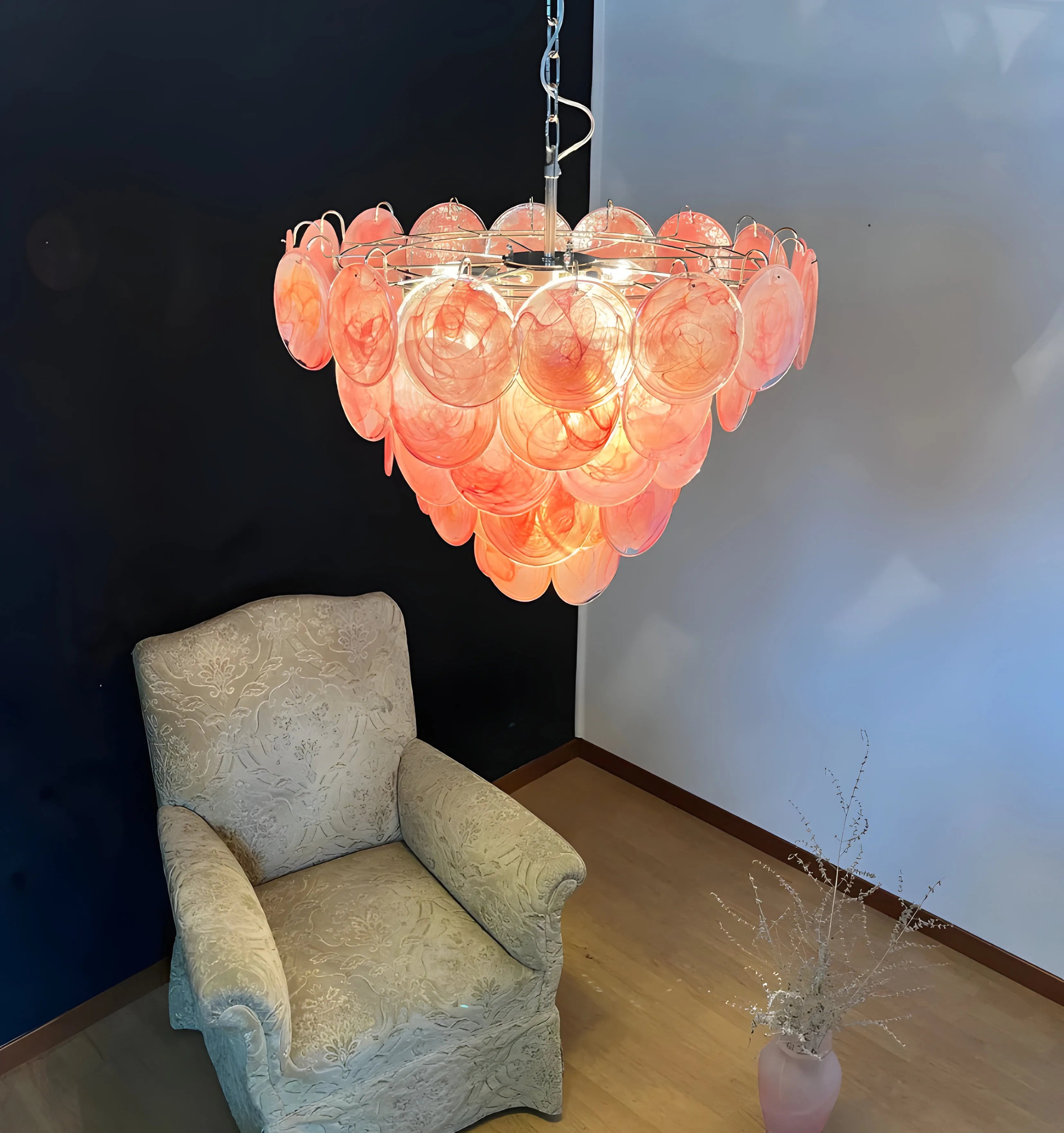 Pink Murano Disc Chandelier - Yiarolight