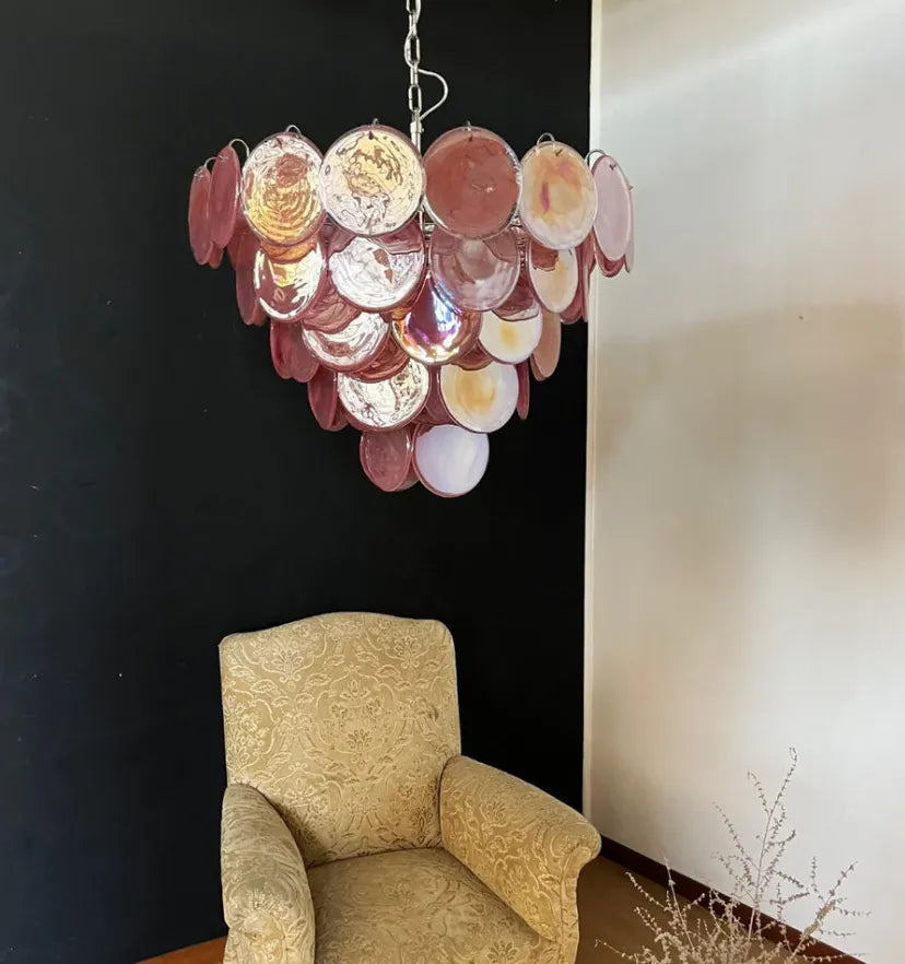 Pink Murano Disc Chandelier - Yiarolight
