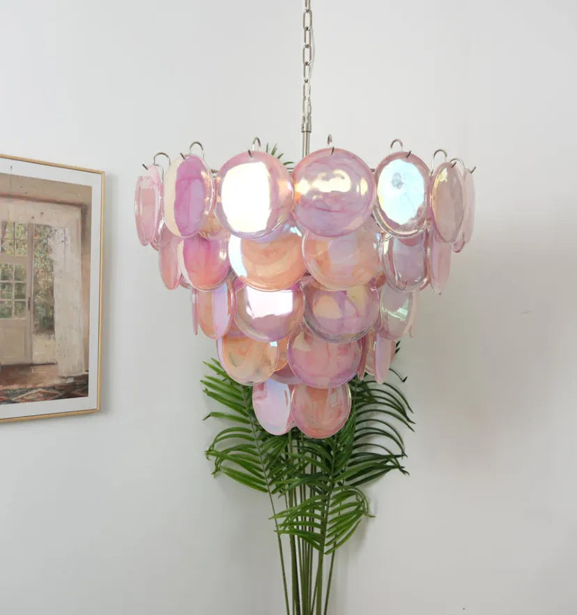 Pink Murano Disc Chandelier - Yiarolight
