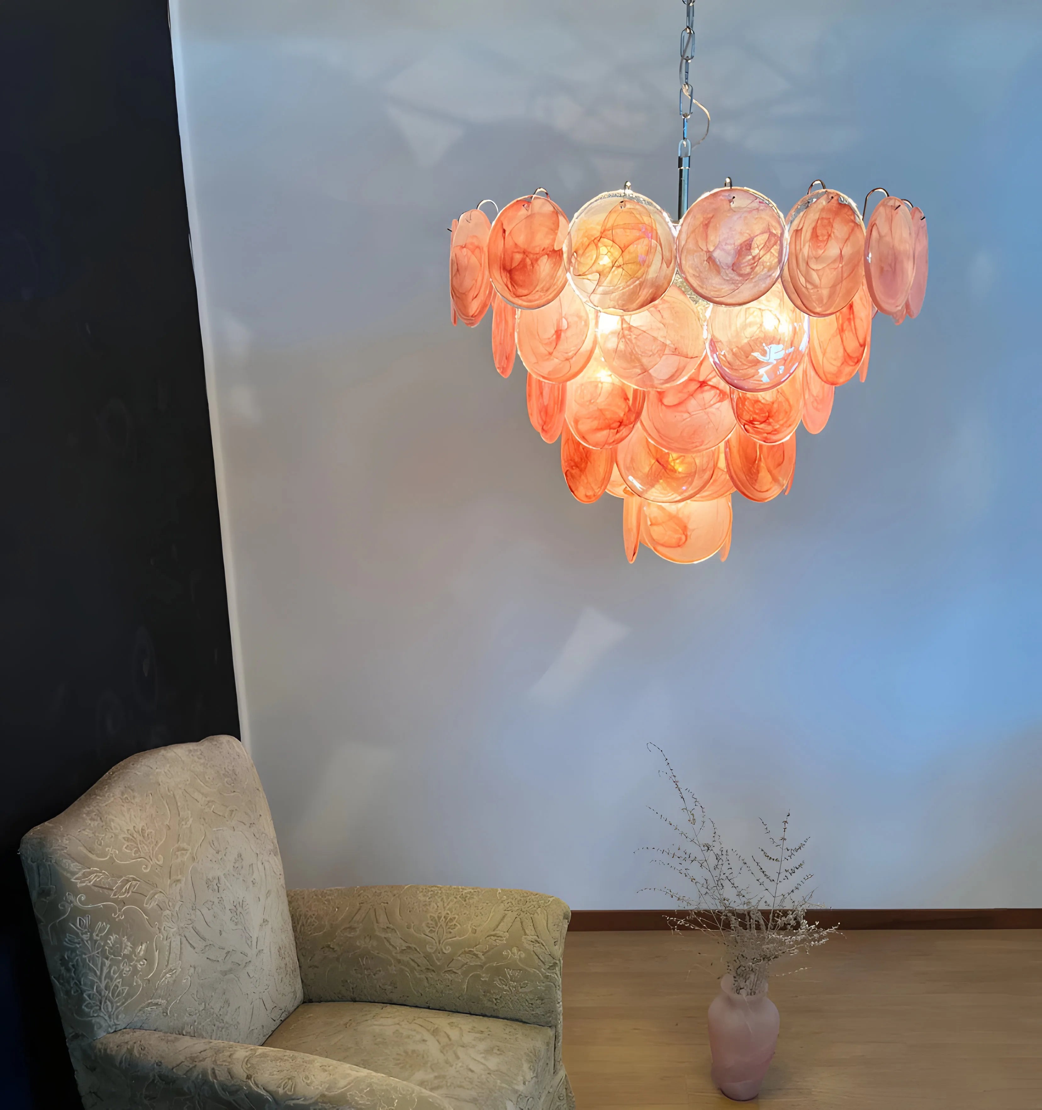 Pink Murano Disc Chandelier - Yiarolight