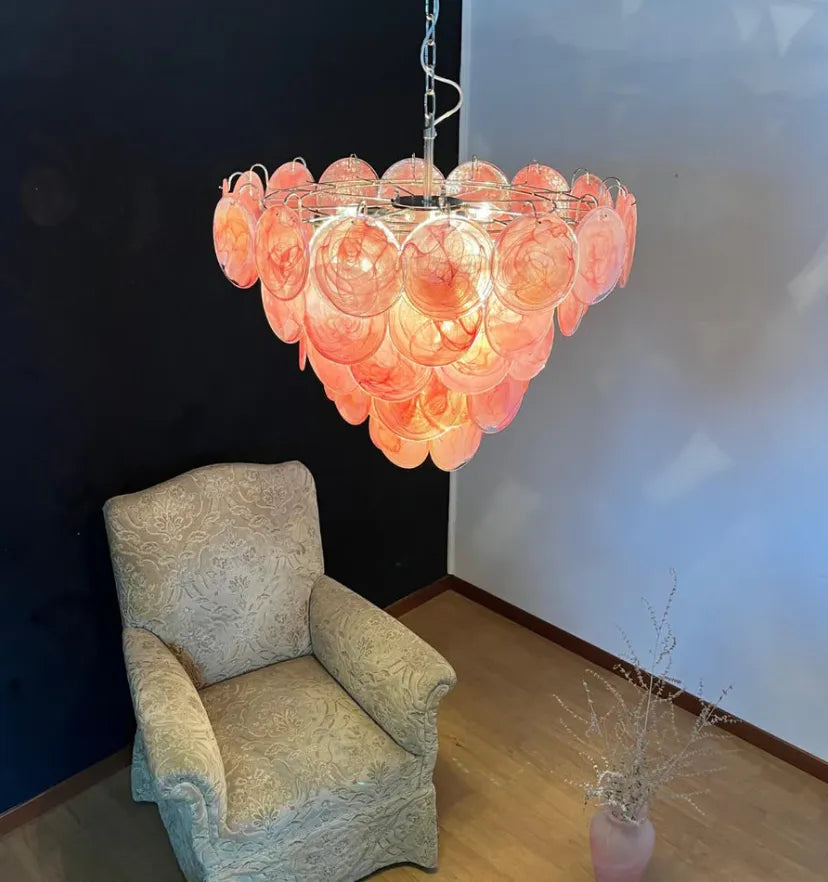 Pink Murano Disc Chandelier - Yiarolight