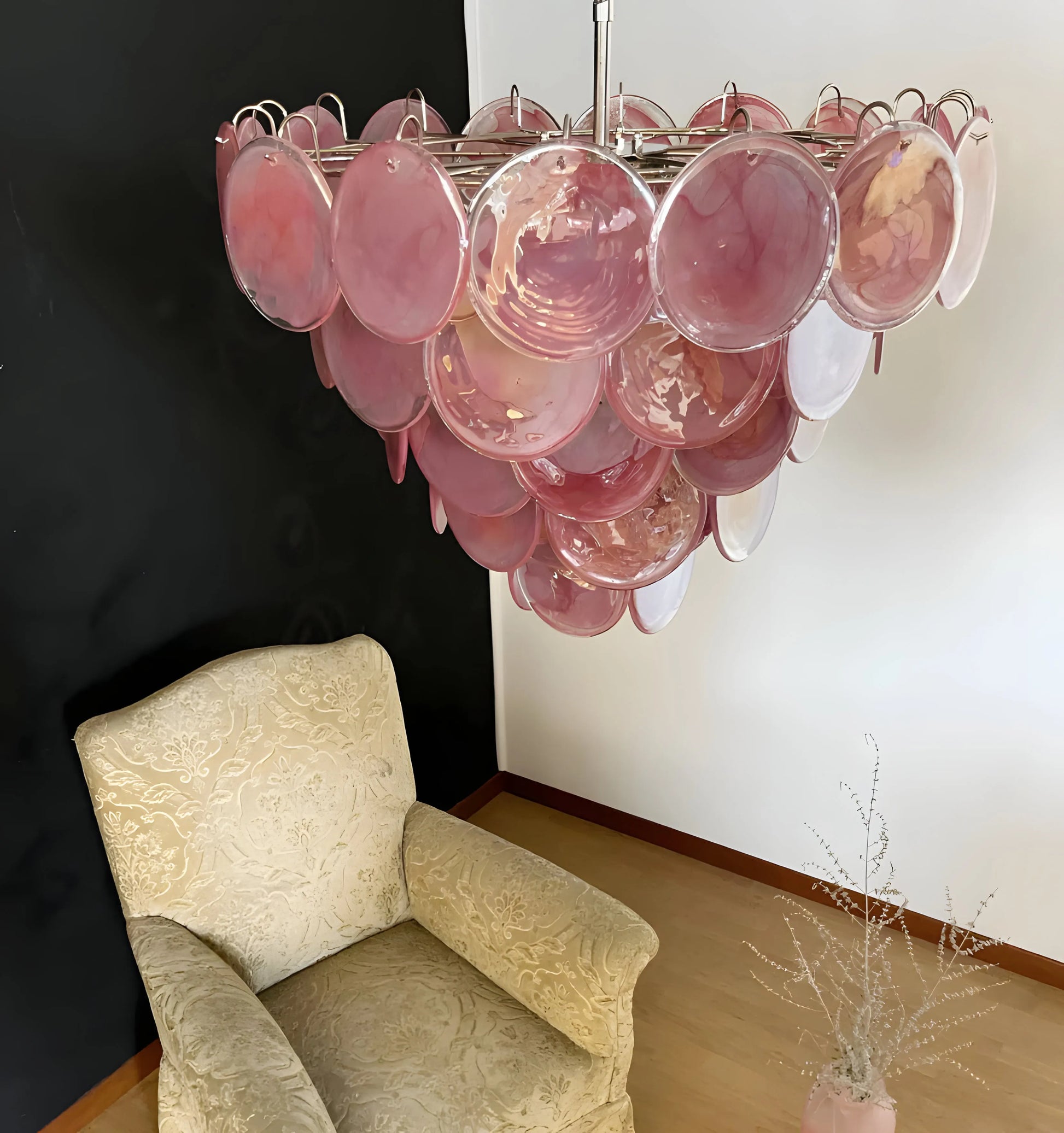 Pink Murano Disc Chandelier - Yiarolight