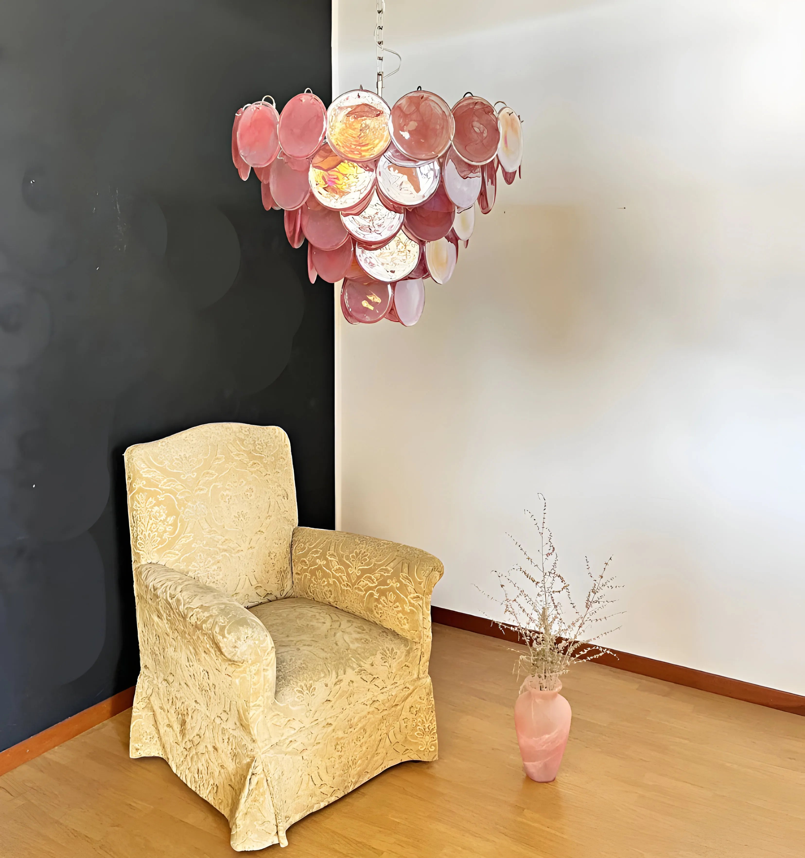 Pink Murano Disc Chandelier - Yiarolight
