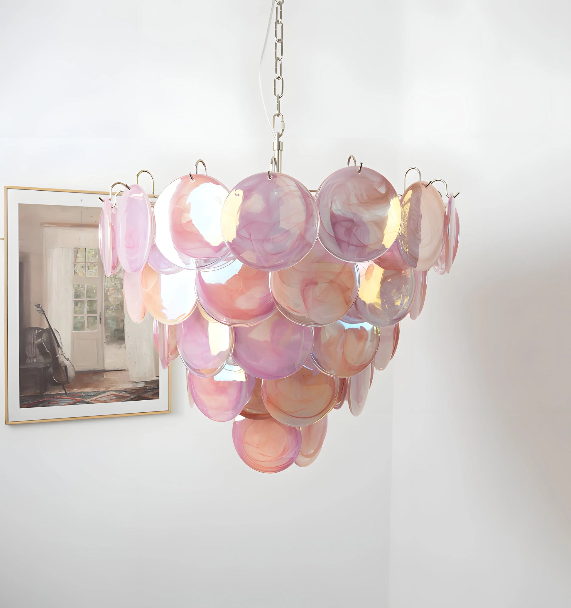 Pink Murano Disc Chandelier - Yiarolight