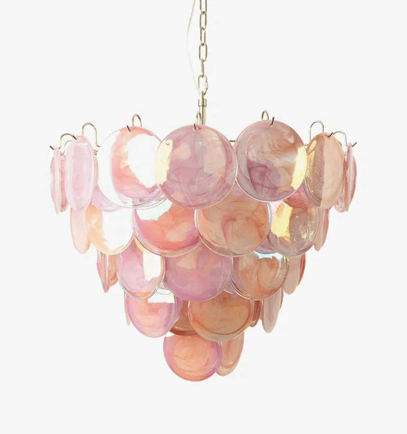 Pink Murano Disc Chandelier - Yiarolight