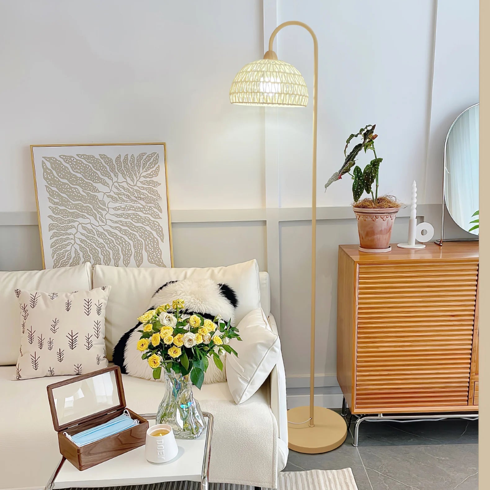 Rattan Arch Floor Lamp - Yiarolight