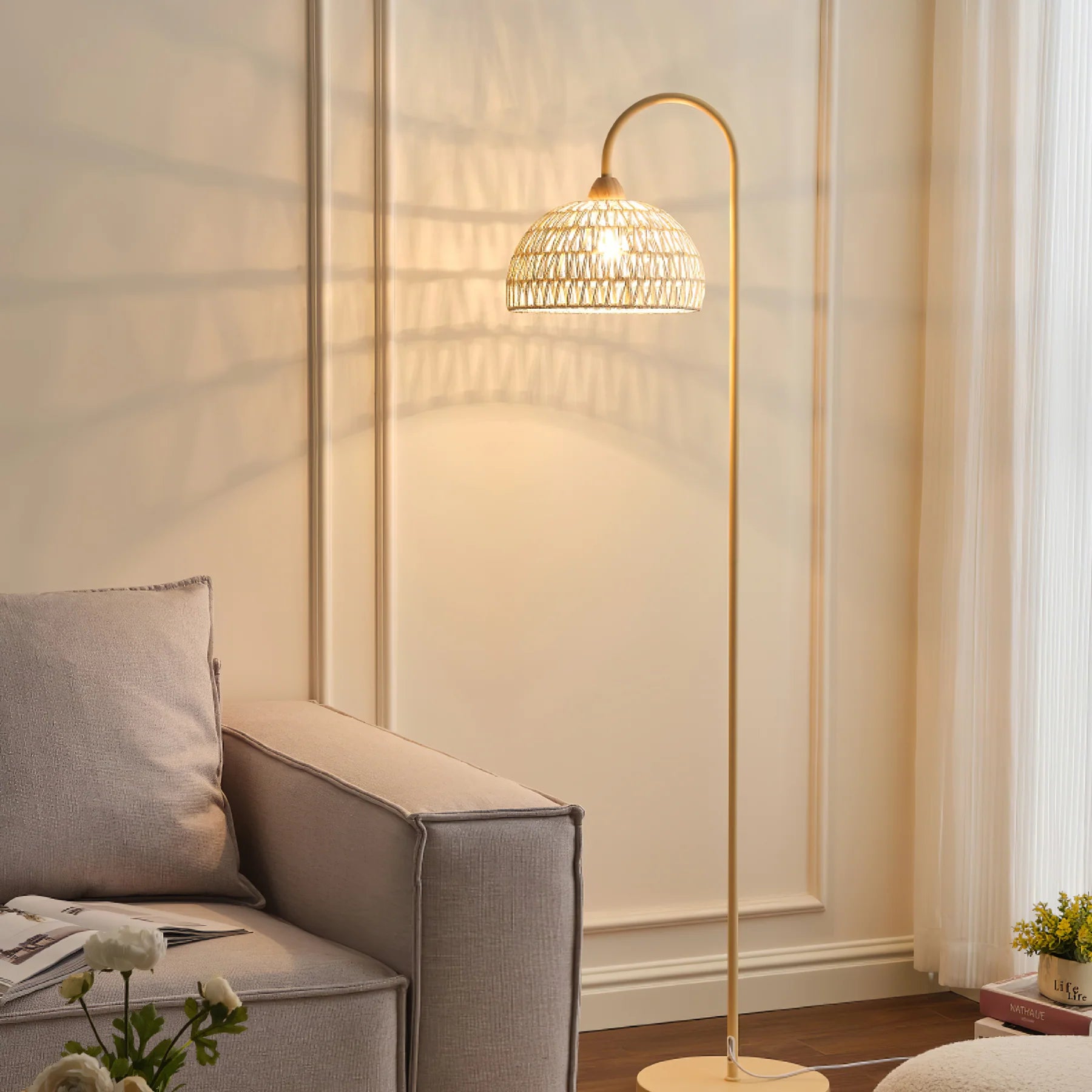 Rattan Arch Floor Lamp - Yiarolight