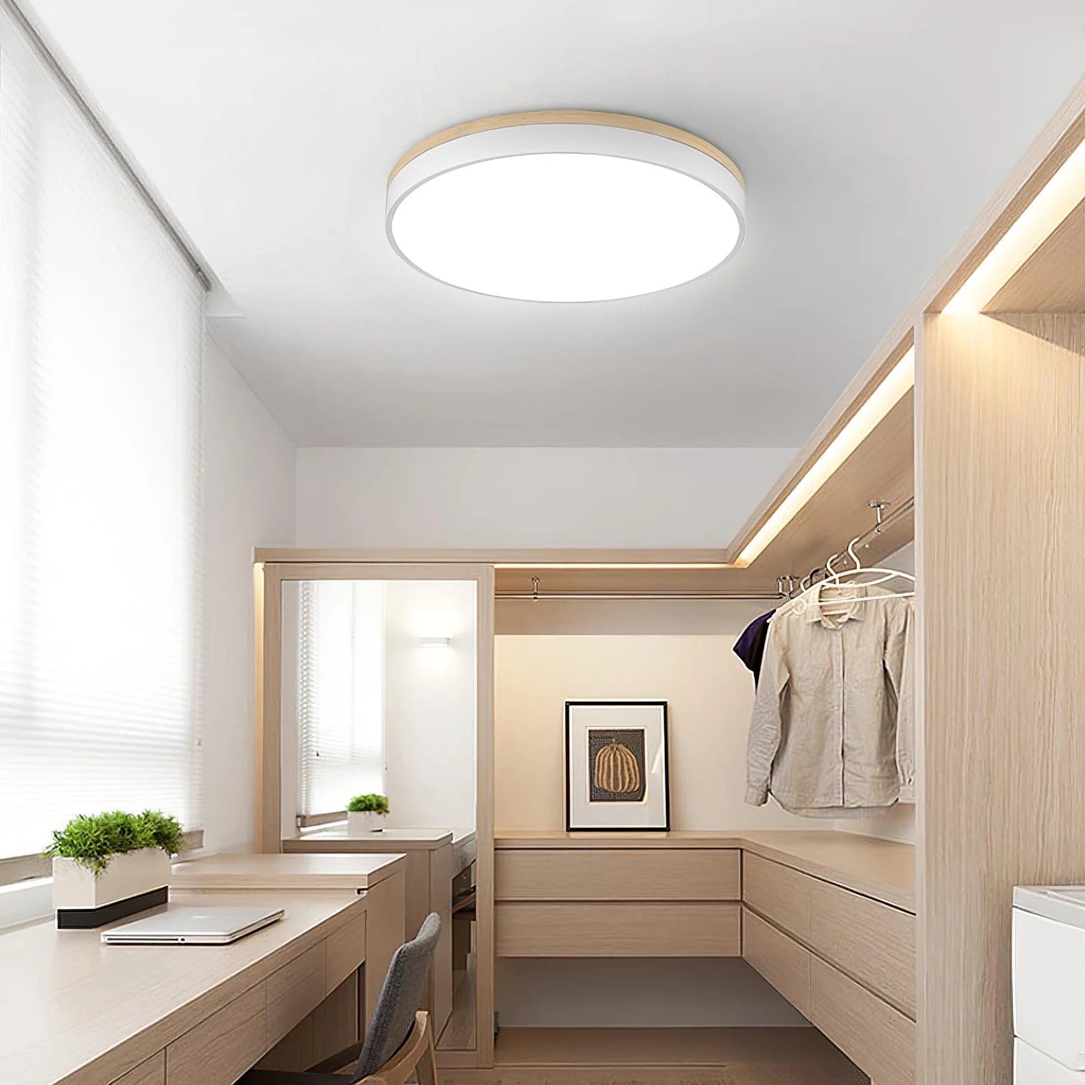 Round Wooden Ceiling Lamp - Auraolight