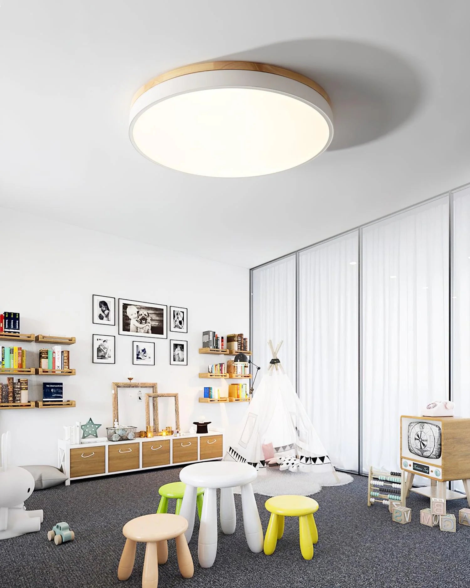Round Wooden Ceiling Lamp - Auraolight