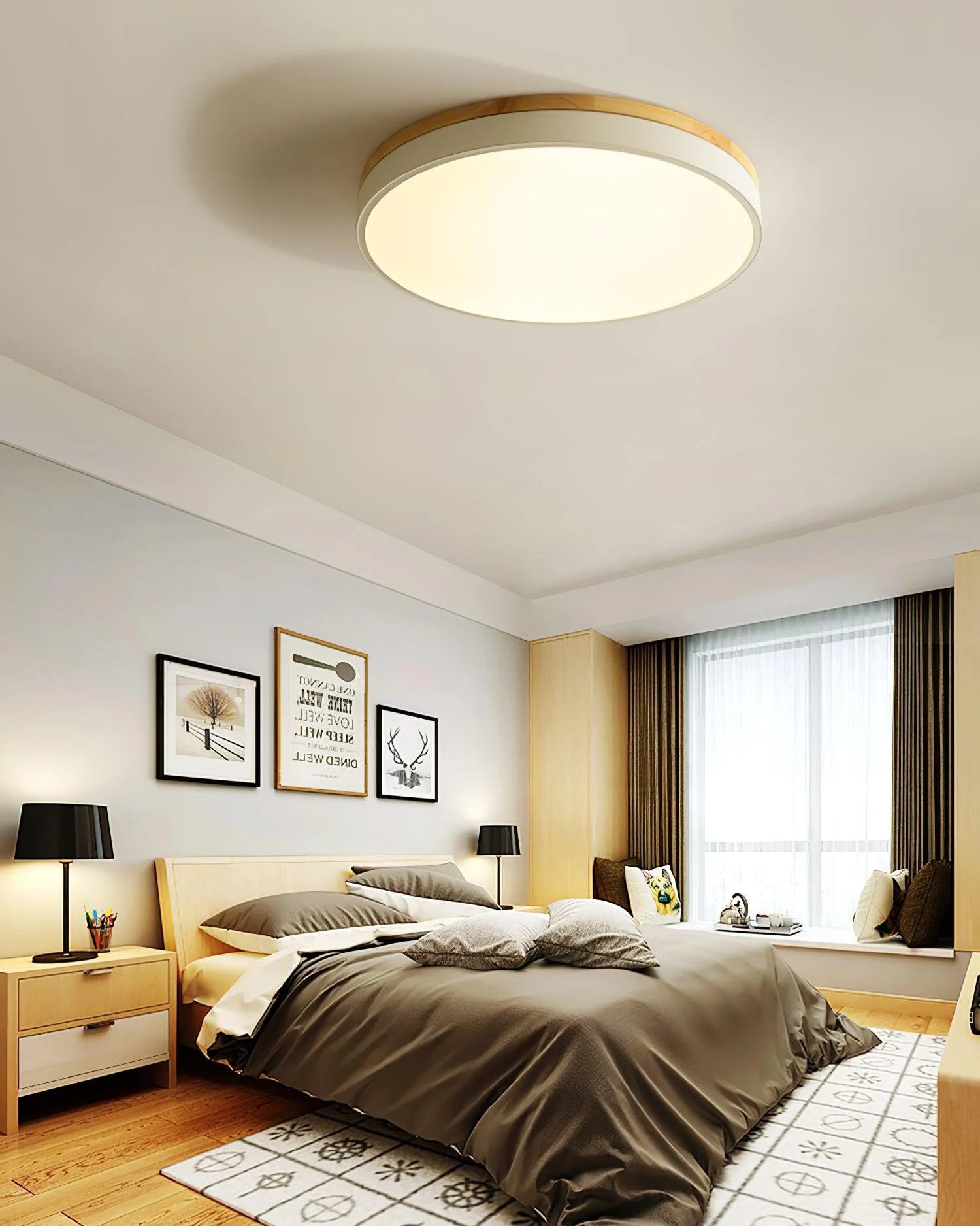 Round Wooden Ceiling Lamp - Auraolight