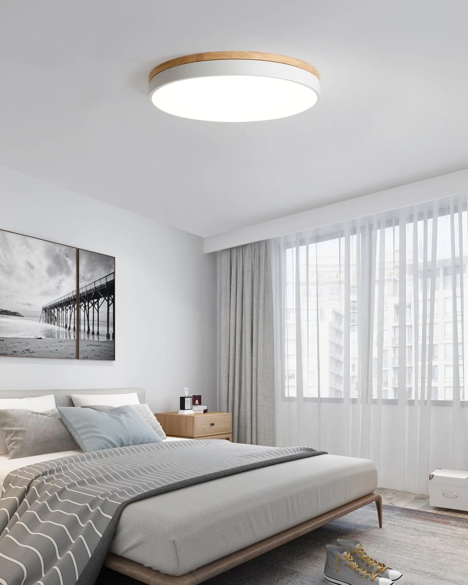 Round Wooden Ceiling Lamp - Auraolight