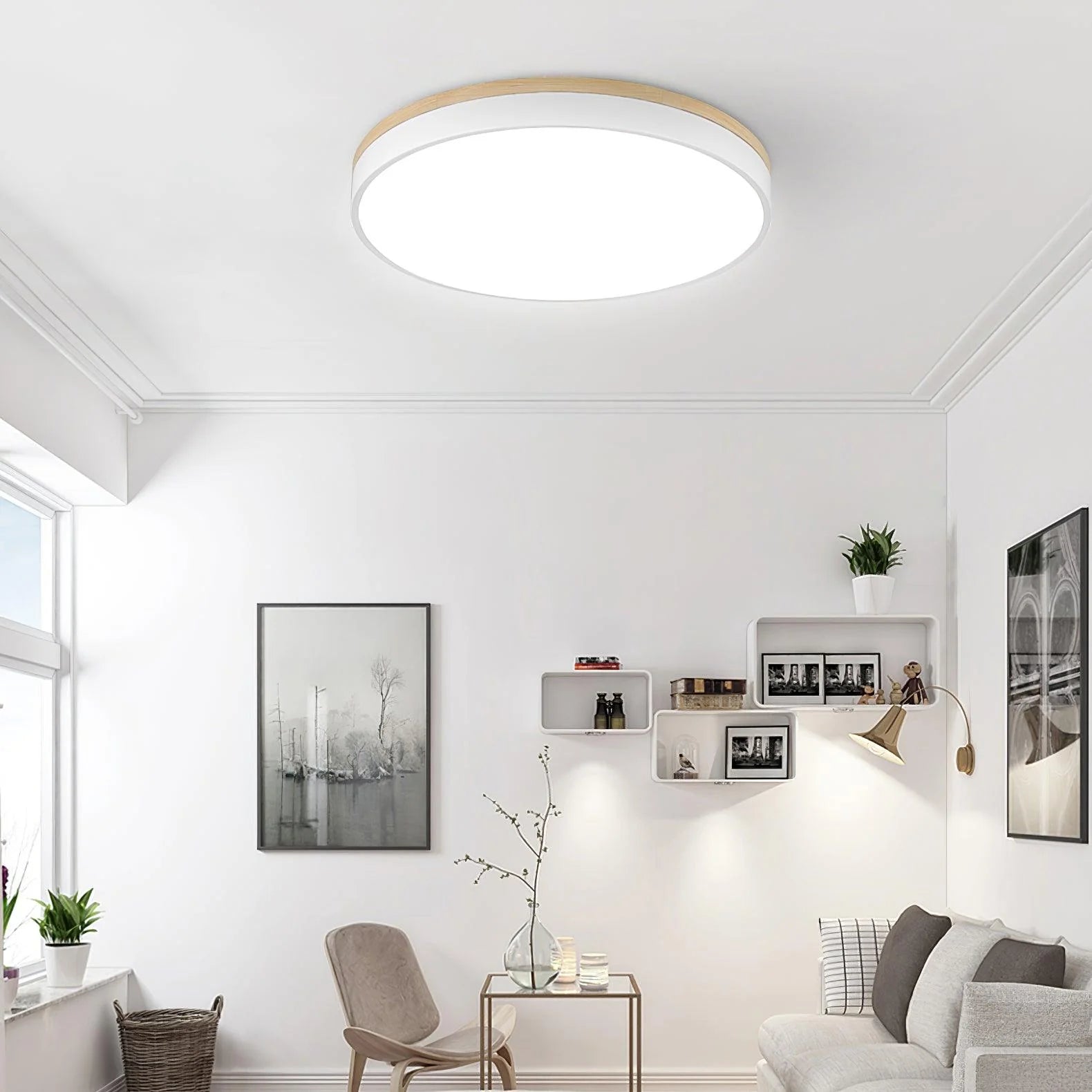 Round Wooden Ceiling Lamp - Auraolight