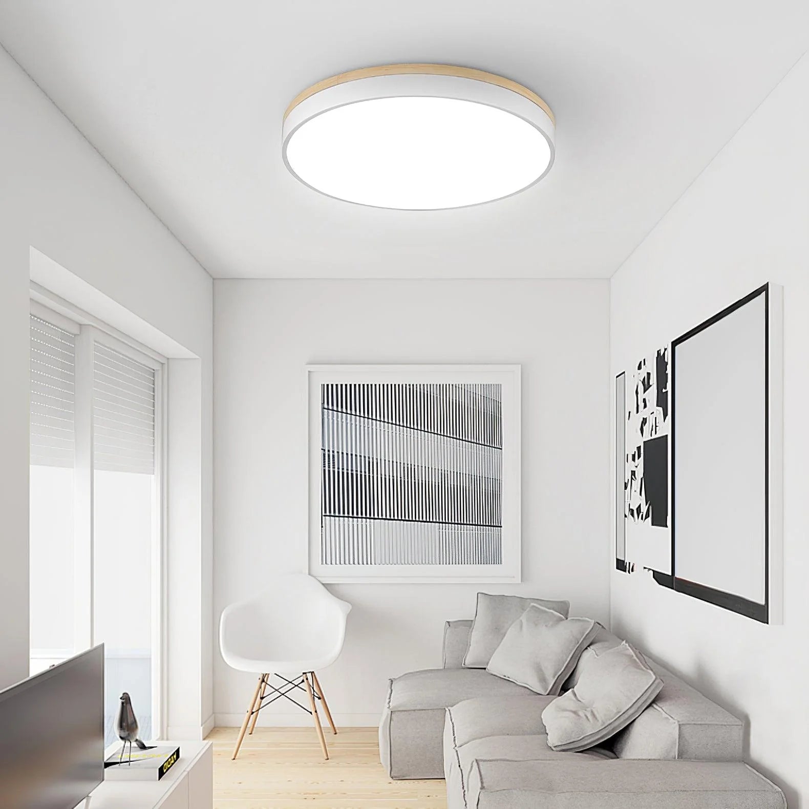 Round Wooden Ceiling Lamp - Auraolight