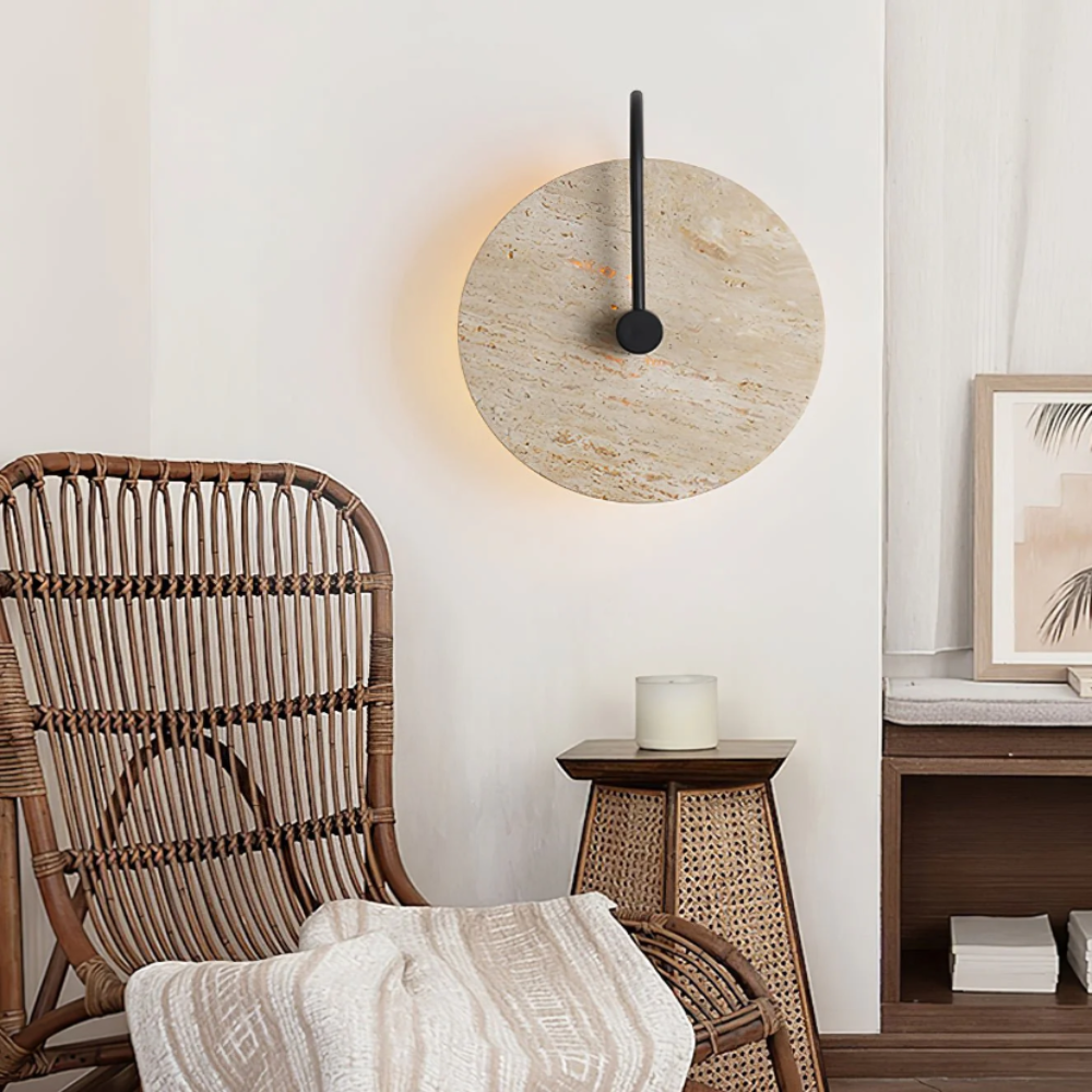 Round Travertine Wall Lamp - Yiarolight