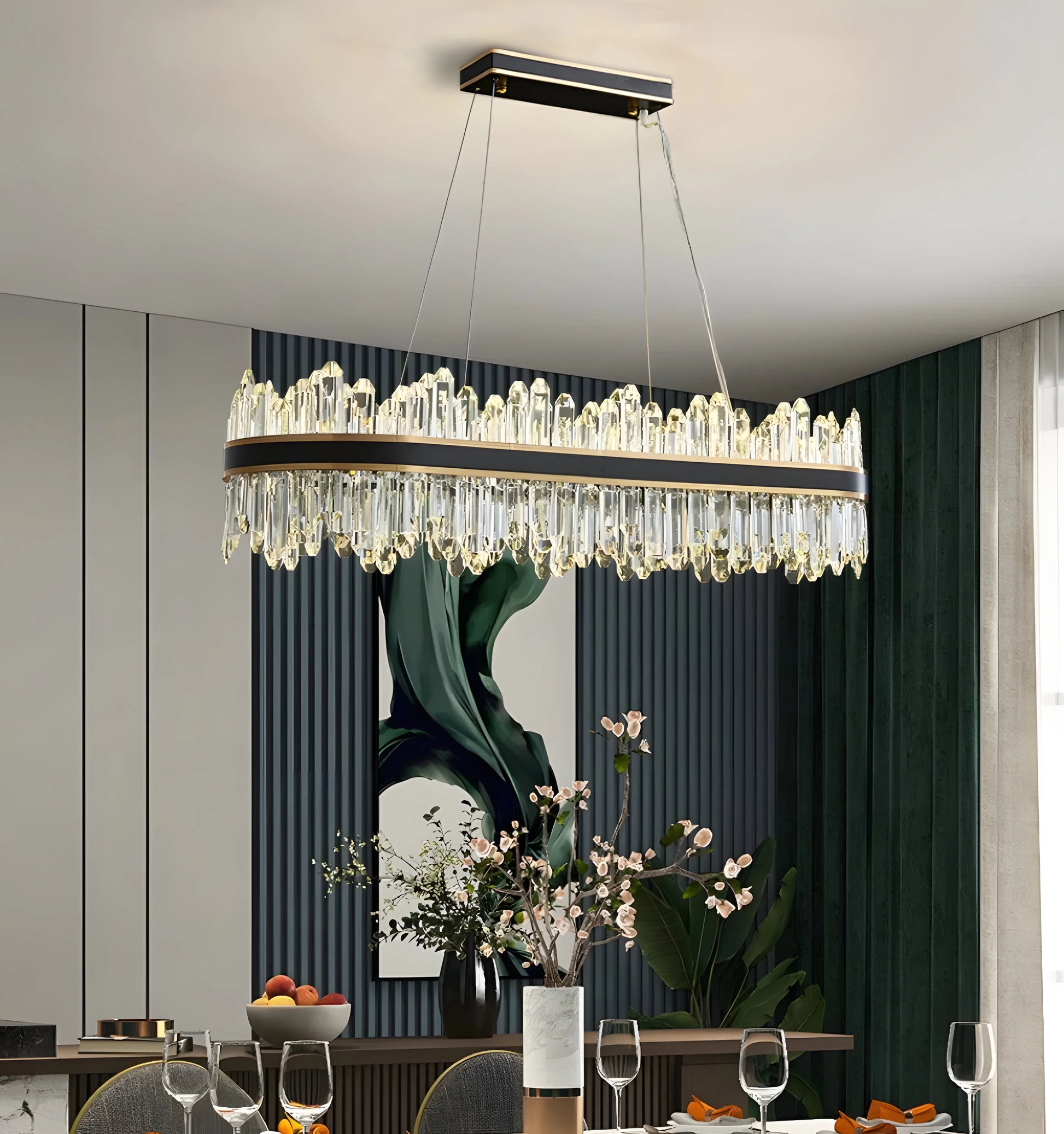 Royal Black Gold Ring Chandelier - Auraolight