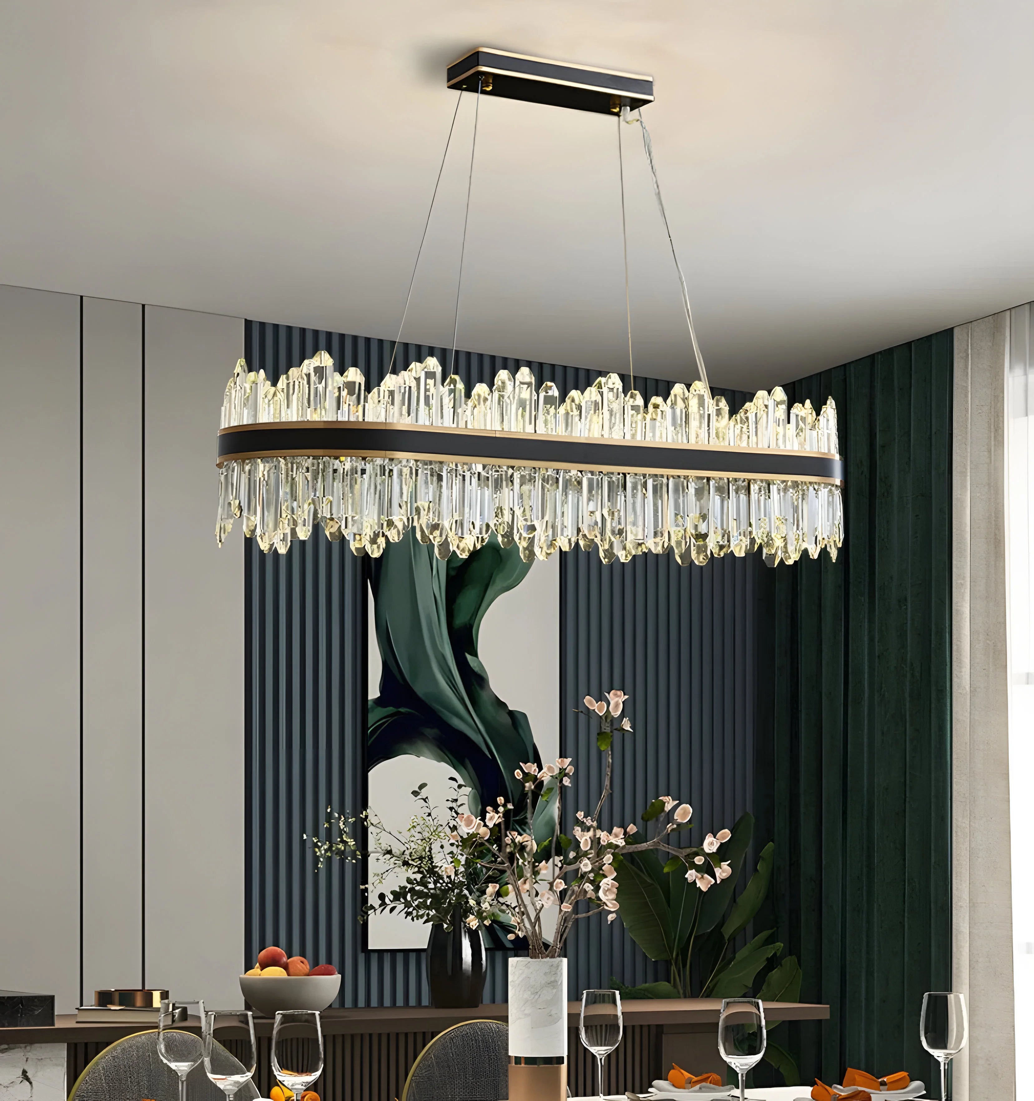 Royal Black Gold Ring Chandelier - Auraolight