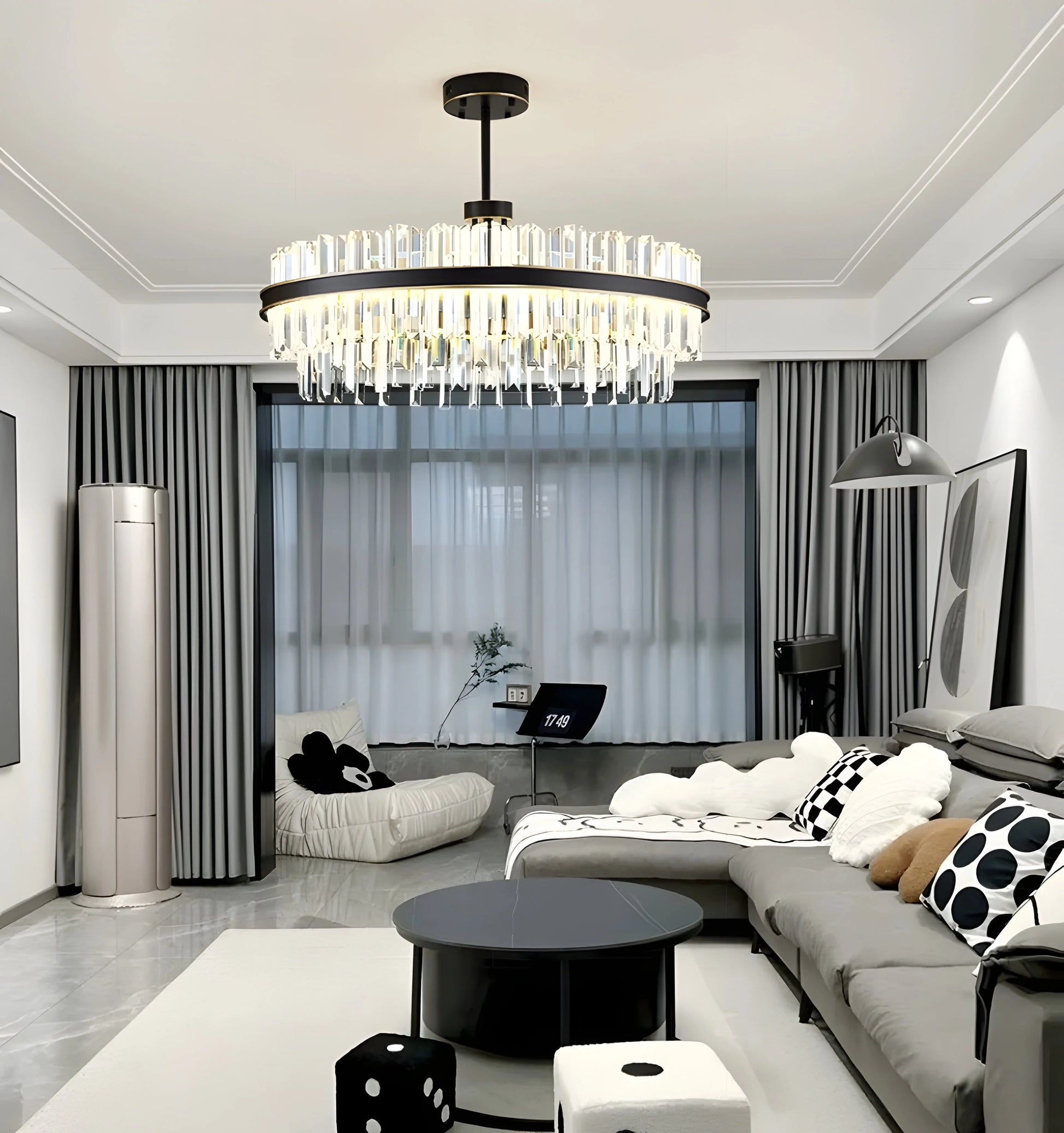 Royal Black Gold Ring Chandelier - Auraolight