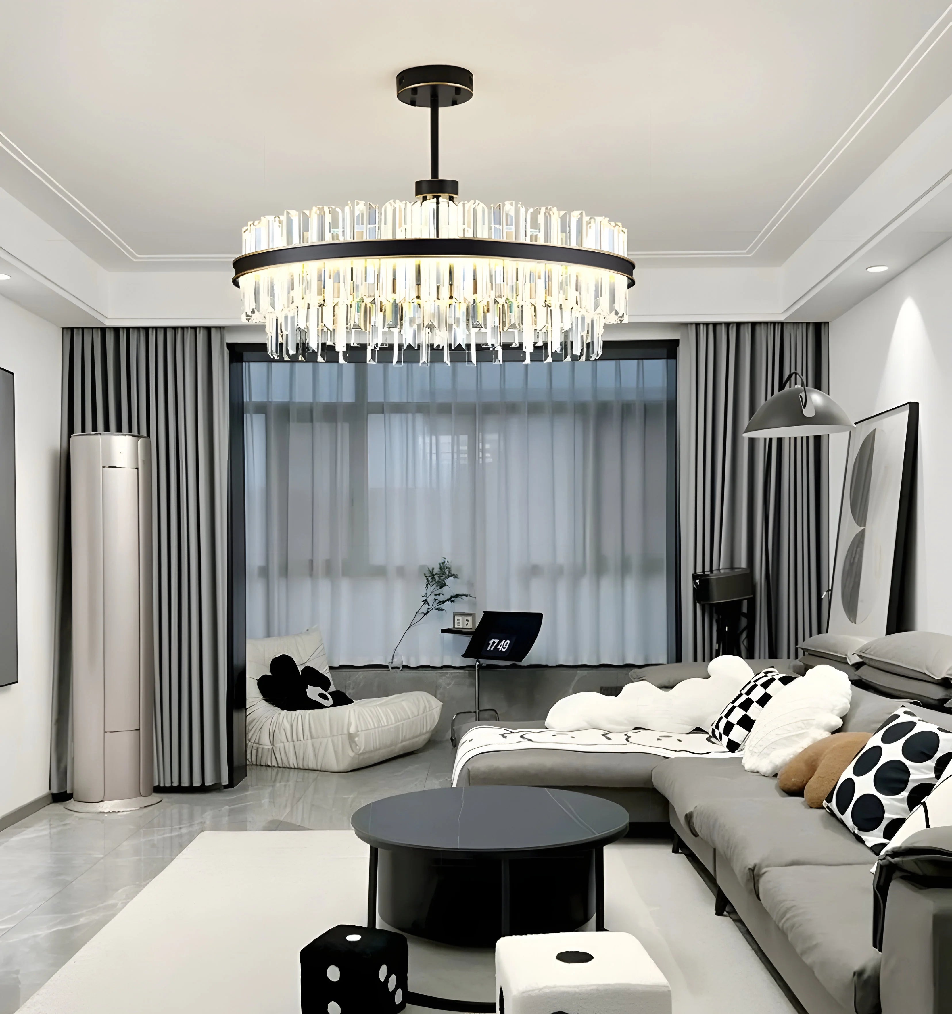 Royal Black Gold Ring Chandelier - Auraolight