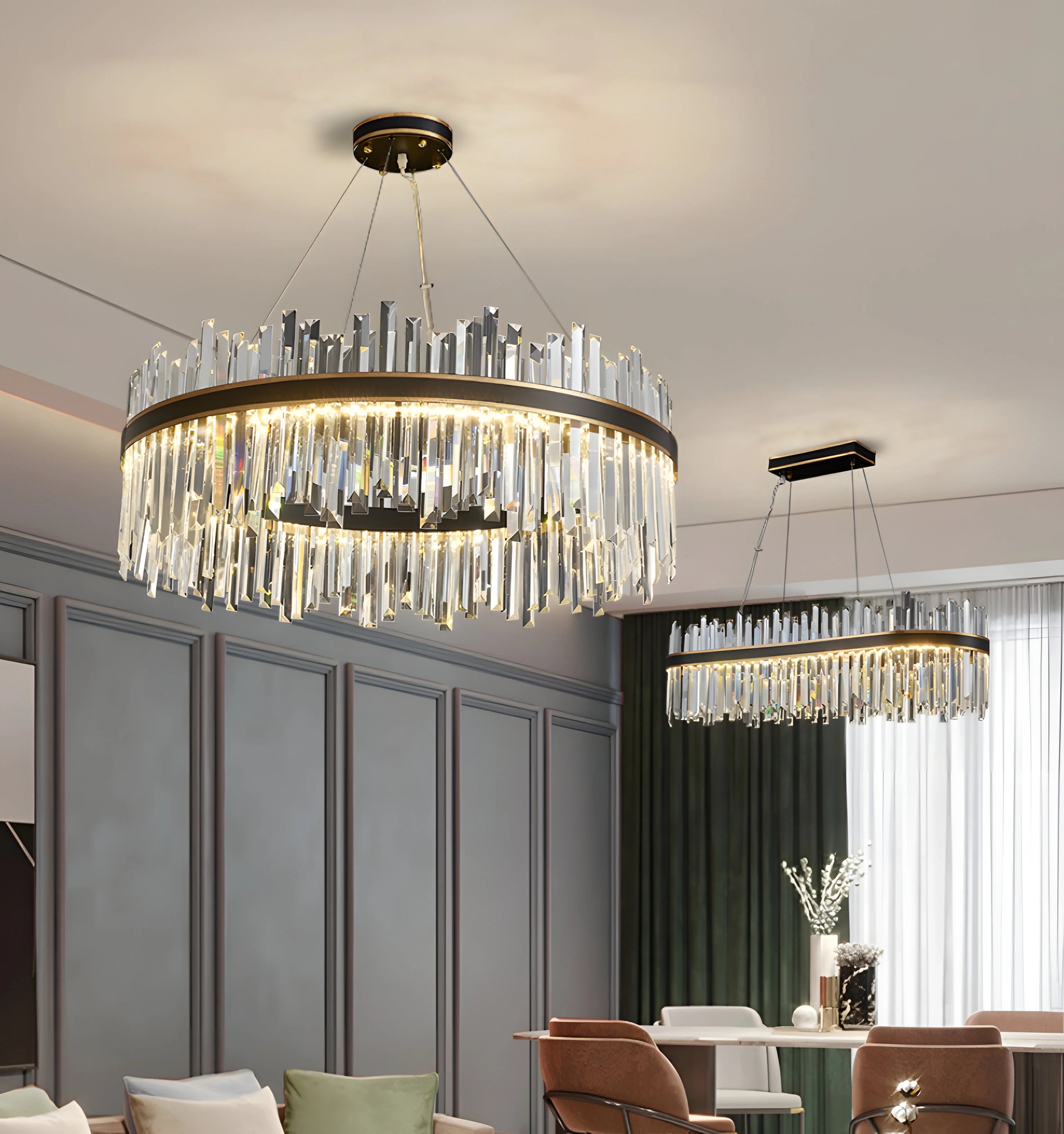 Royal Black Gold Ring Chandelier - Auraolight