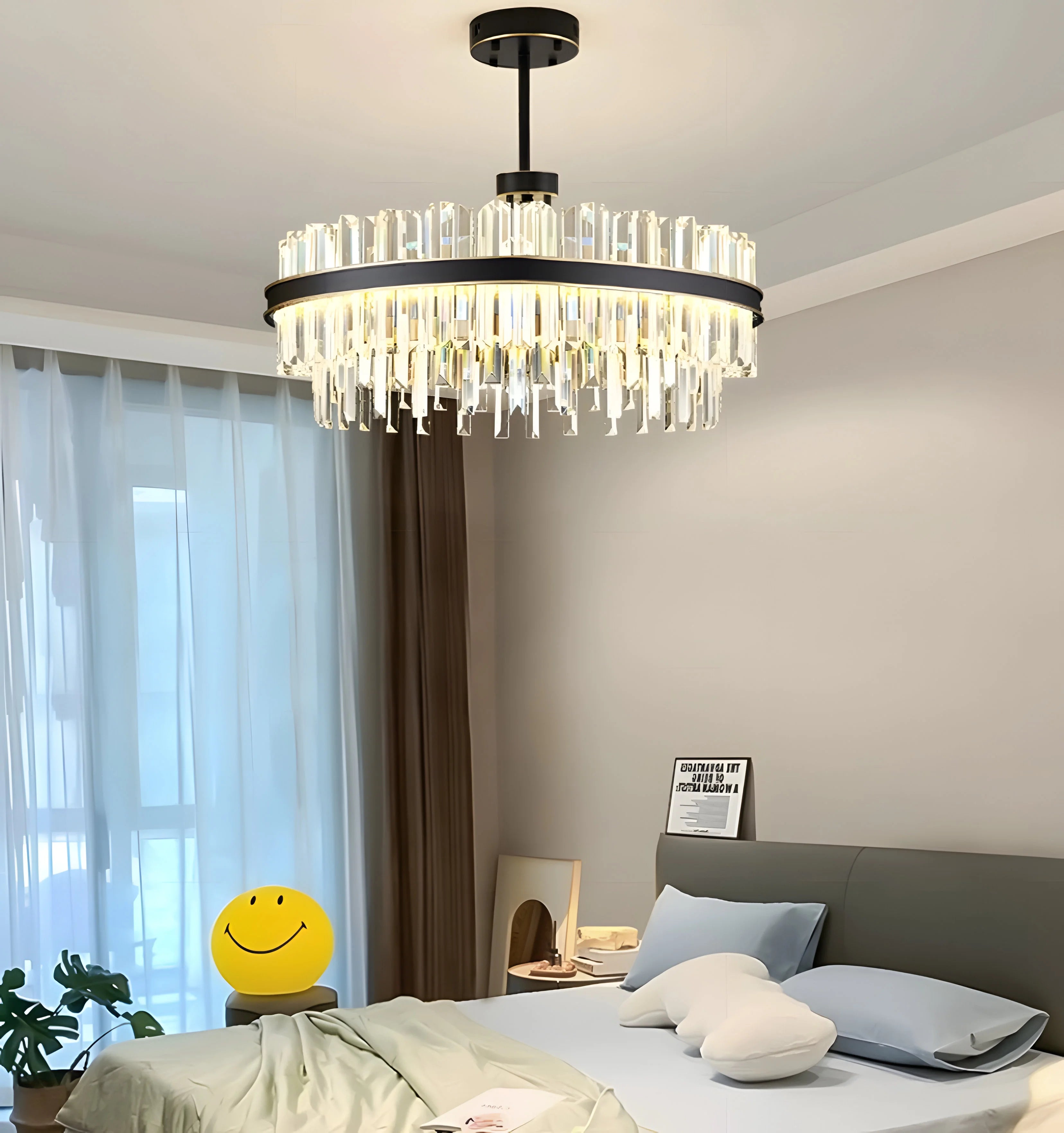 Royal Black Gold Ring Chandelier - Auraolight