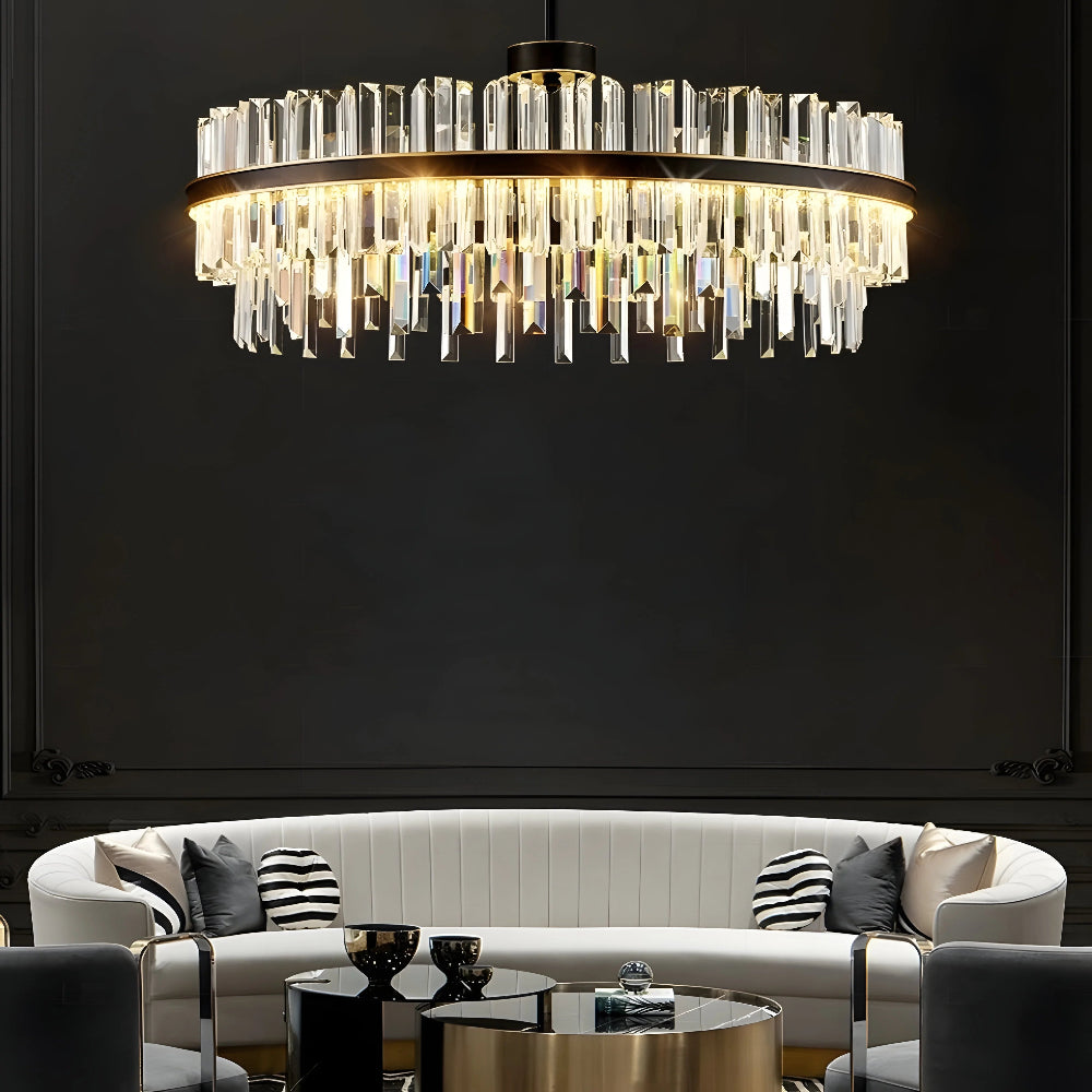 Royal Black Gold Ring Chandelier - Auraolight