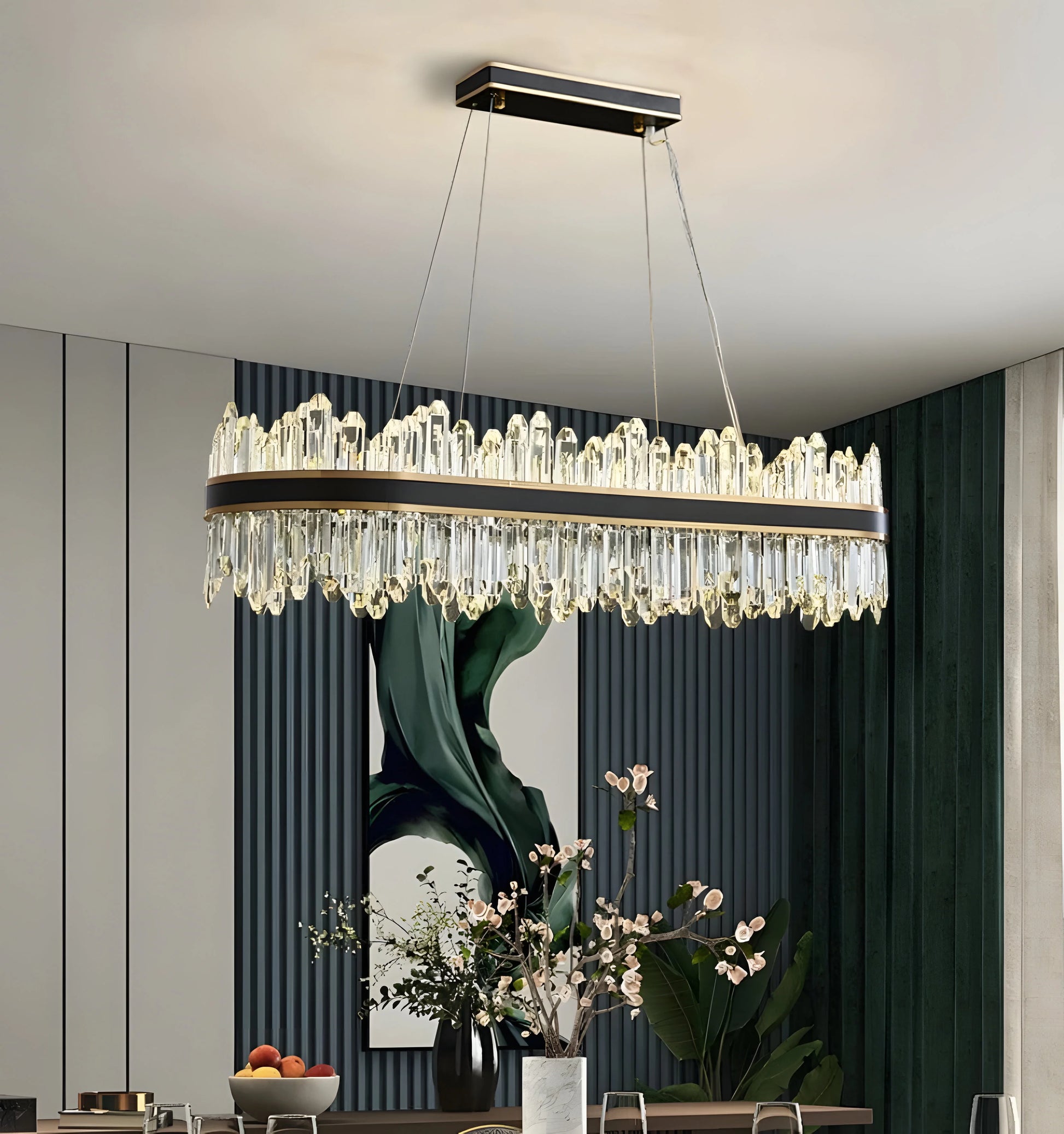 Royal Black Gold Ring Chandelier - Auraolight
