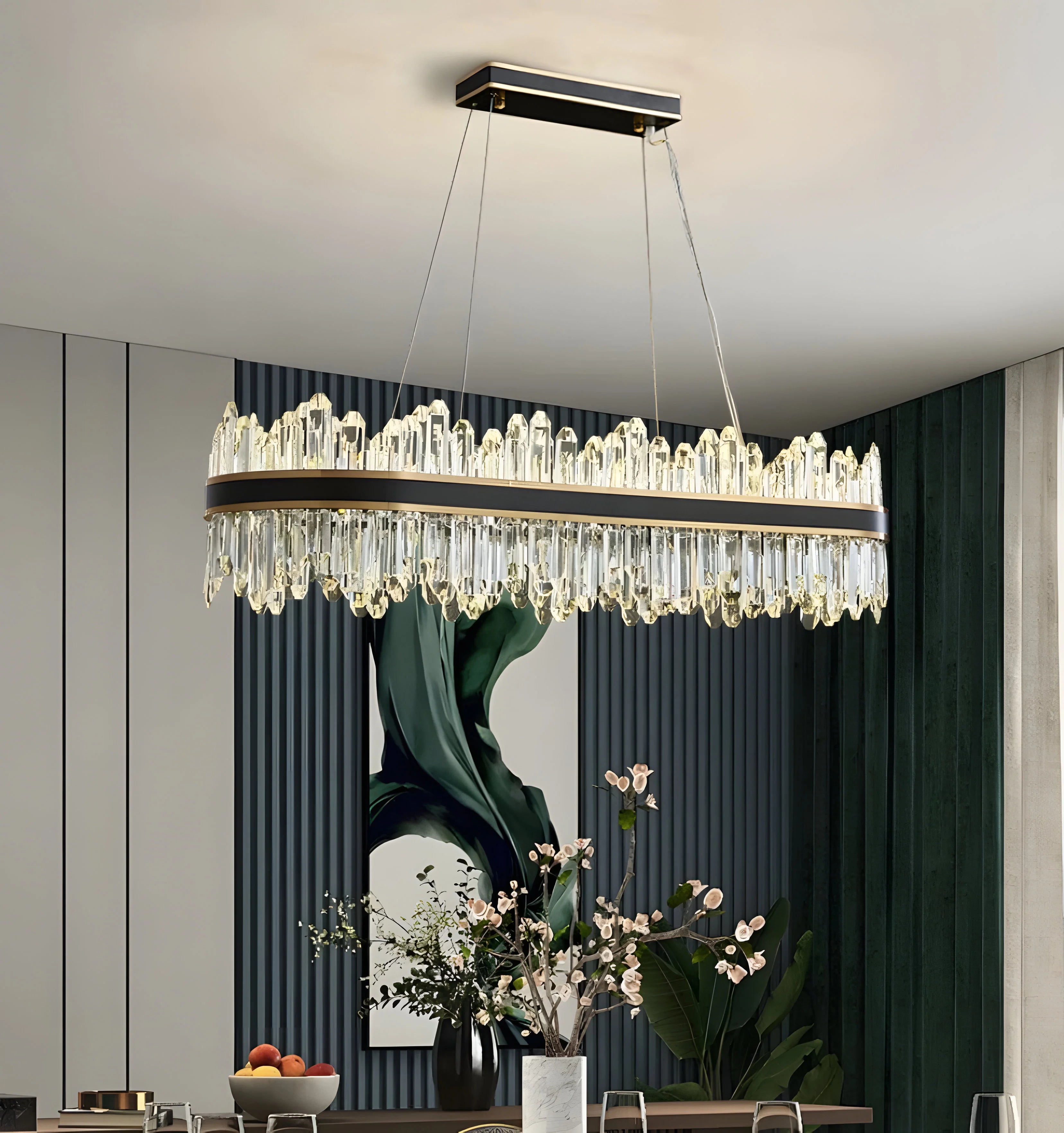 Royal Black Gold Ring Chandelier - Auraolight