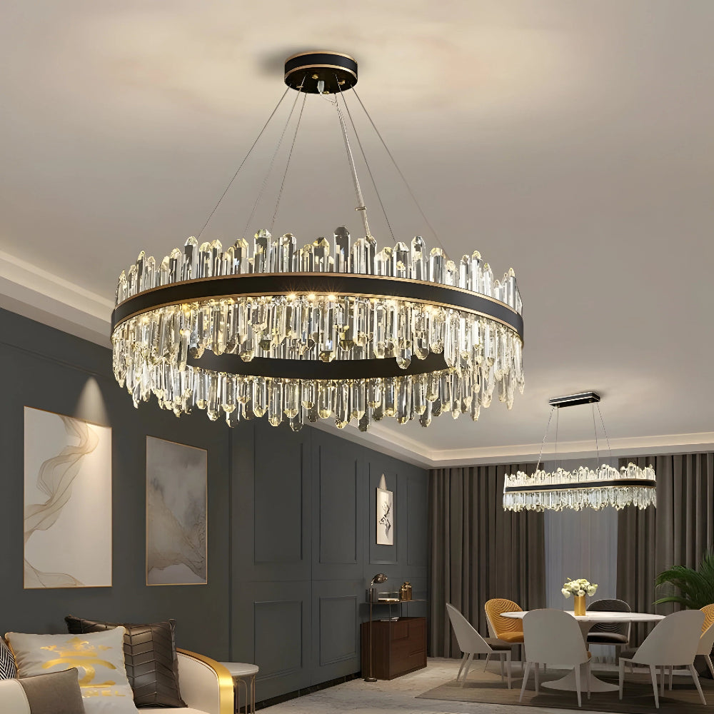 Royal Black Gold Ring Chandelier - Auraolight