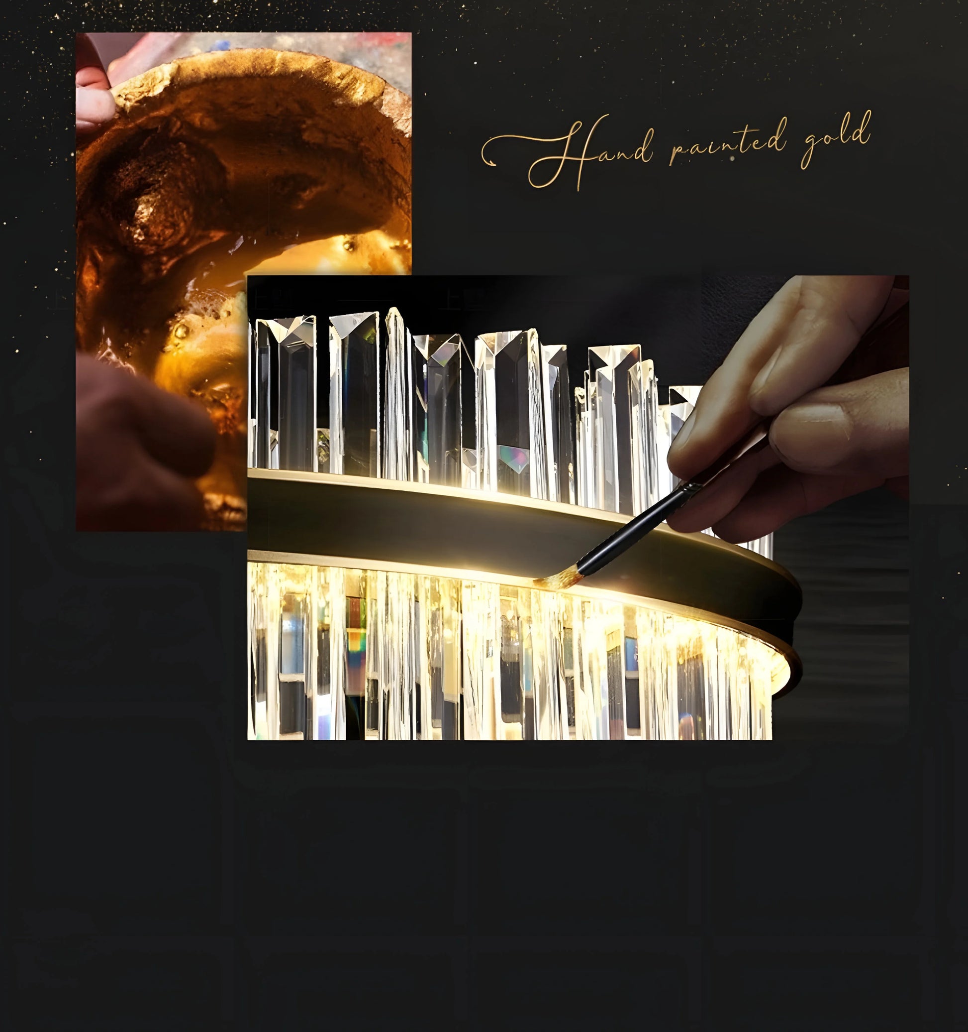 Royal Black Gold Ring Chandelier - Auraolight