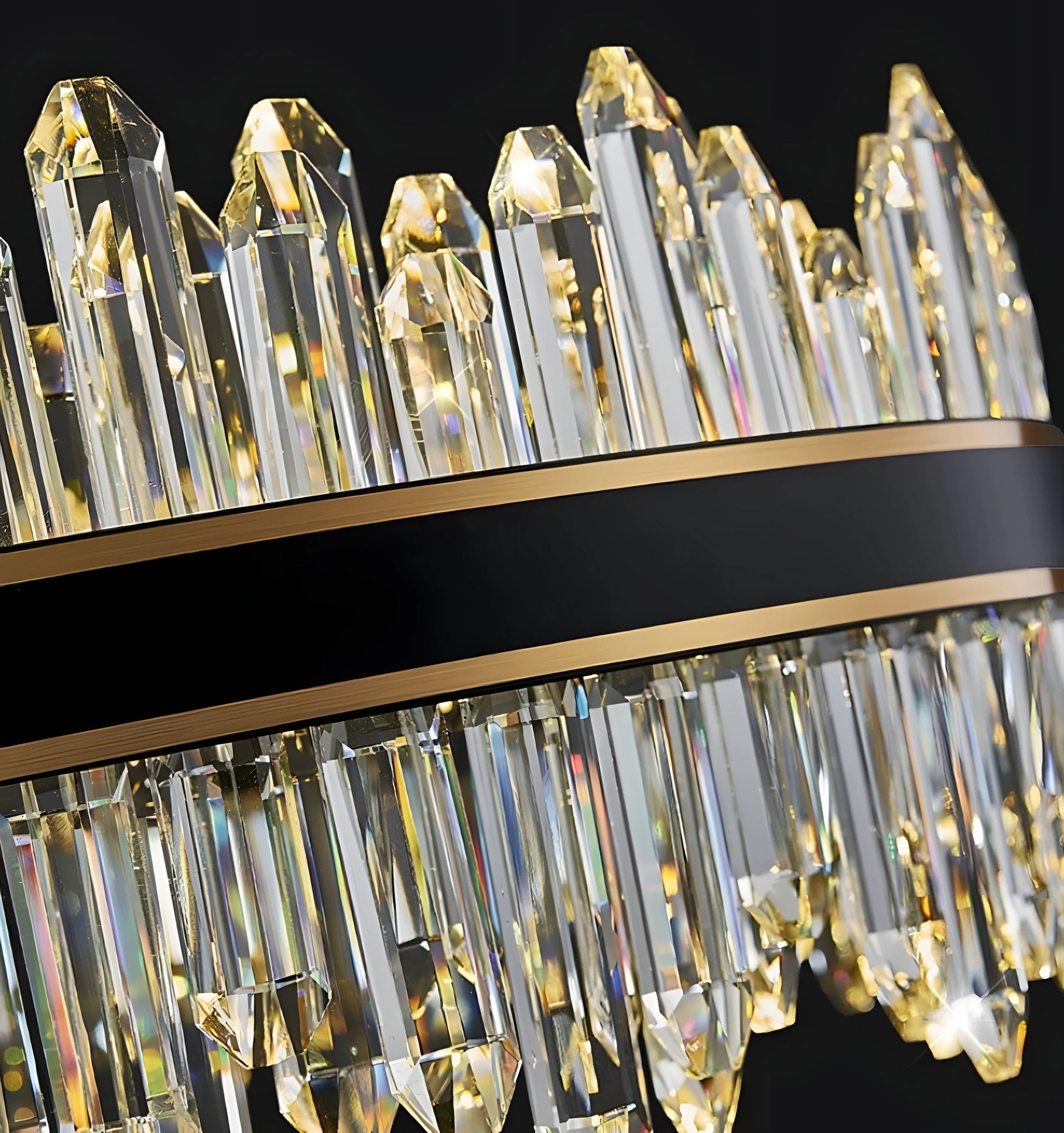 Royal Black Gold Ring Chandelier - Auraolight
