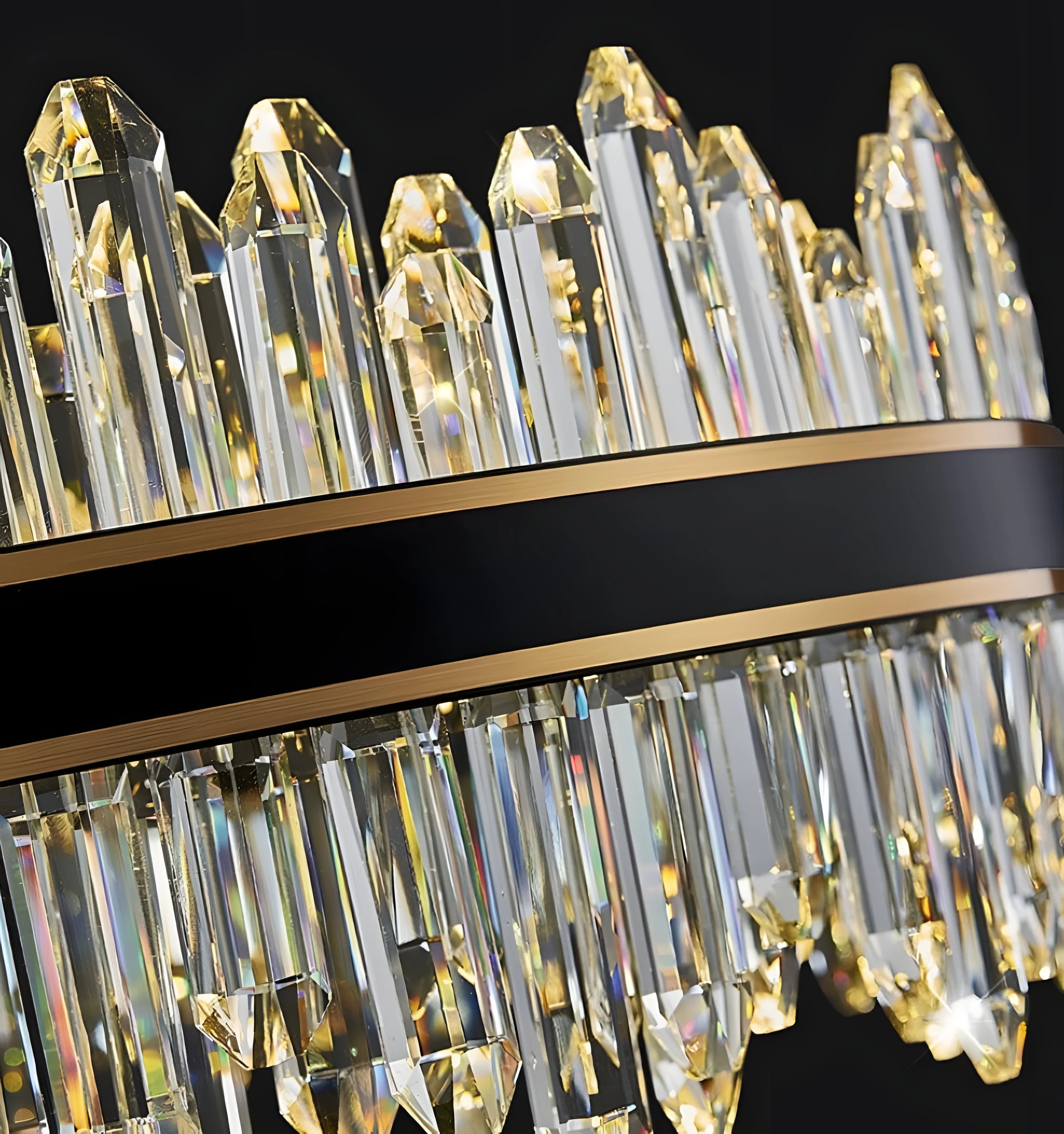 Royal Black Gold Ring Chandelier - Auraolight