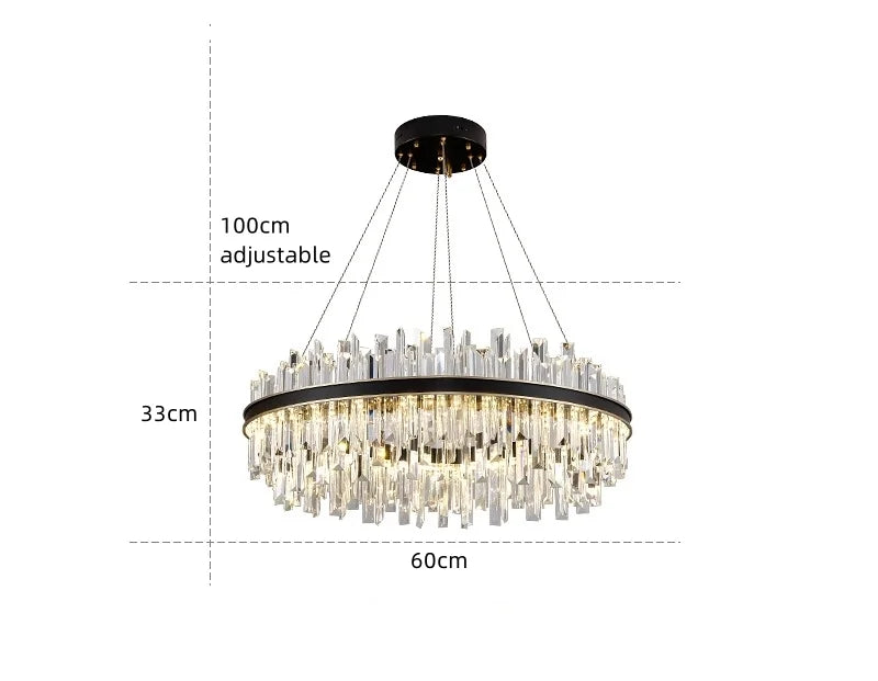 Royal Black Gold Ring Chandelier - Auraolight
