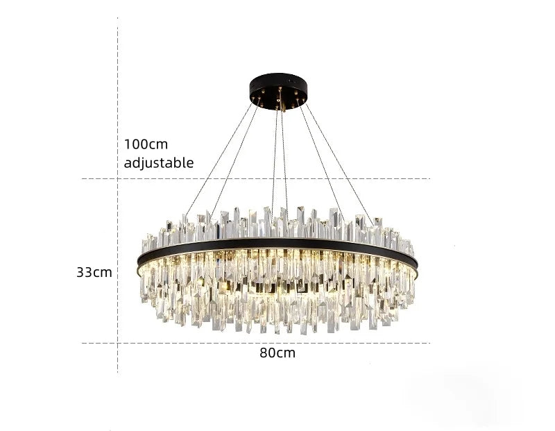 Royal Black Gold Ring Chandelier - Auraolight