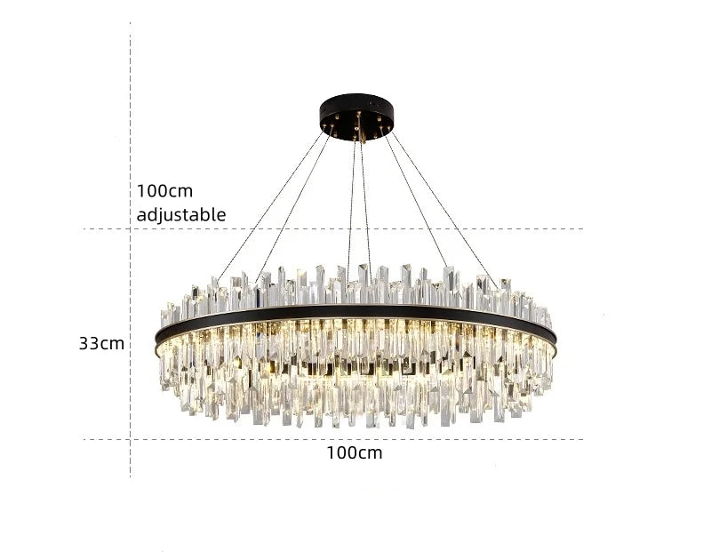 Royal Black Gold Ring Chandelier - Auraolight
