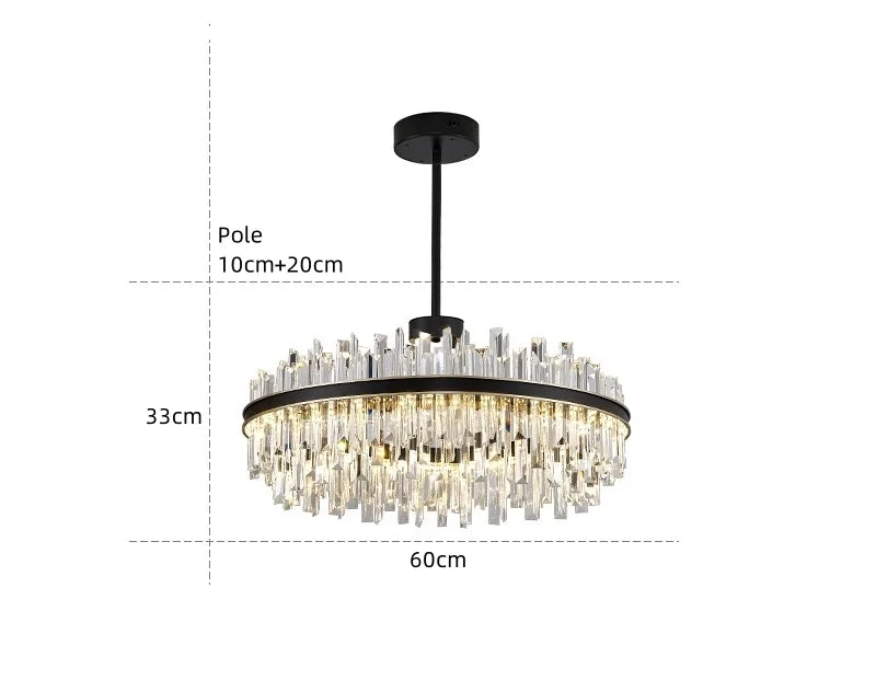 Royal Black Gold Ring Chandelier - Auraolight