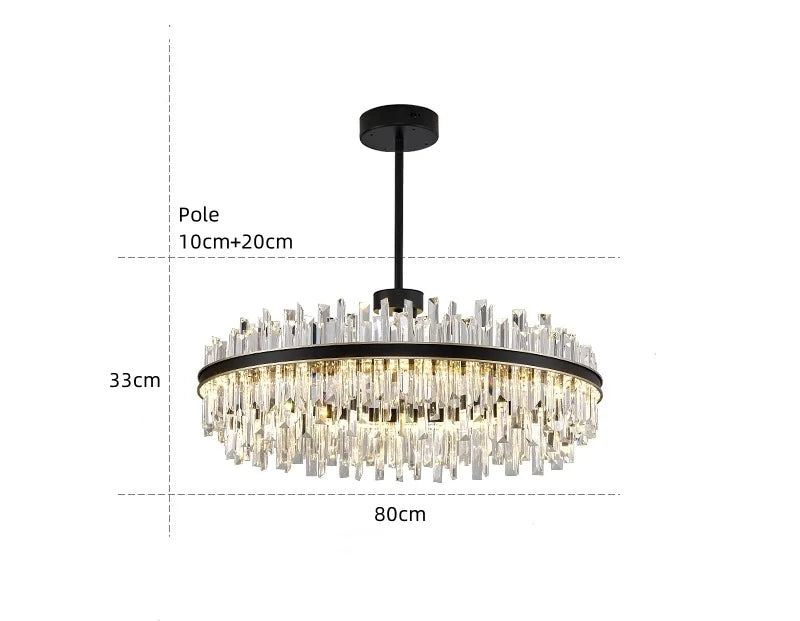 Royal Black Gold Ring Chandelier - Auraolight