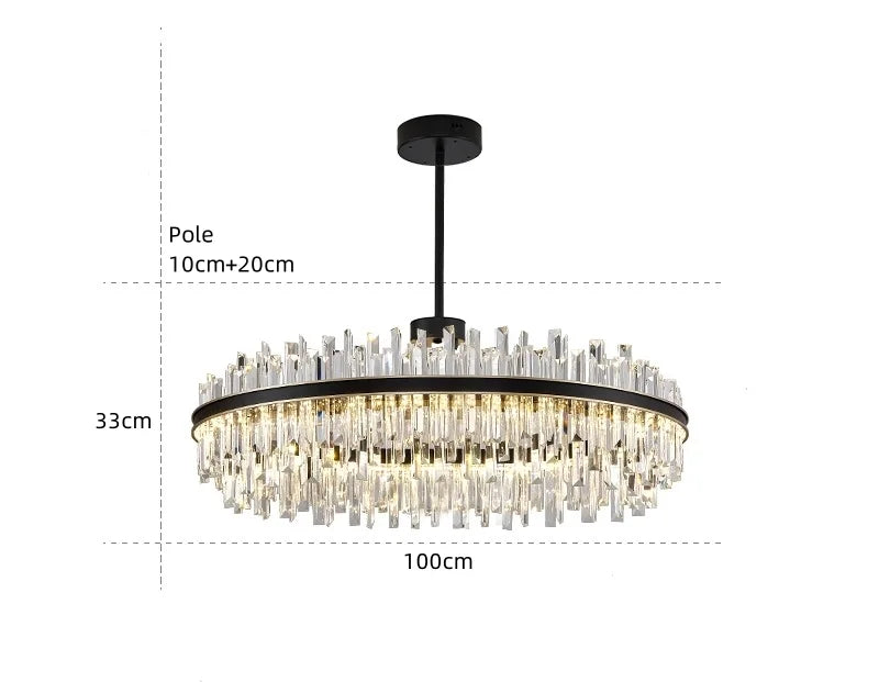 Royal Black Gold Ring Chandelier - Auraolight